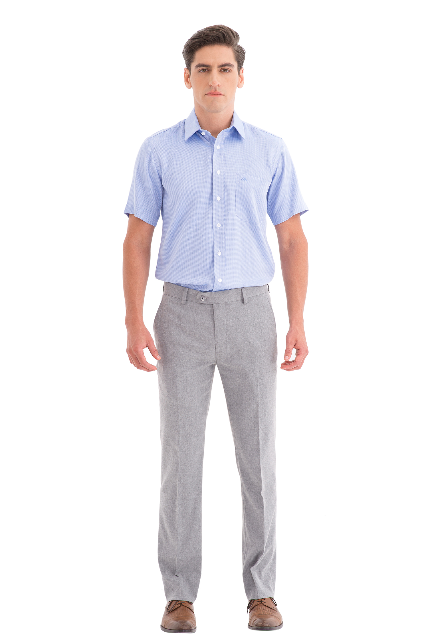 Sơ mi Nam Ngắn tay Classic fit - Caro Xanh - HẾT HÀNG