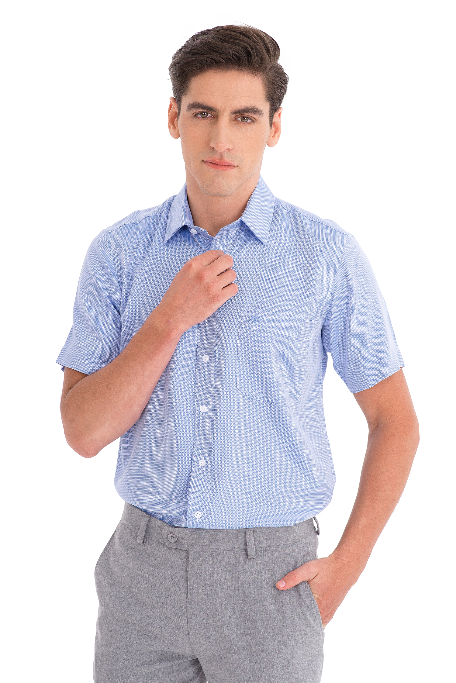 Sơ mi Nam Ngắn tay Classic fit - Caro Xanh - HẾT HÀNG