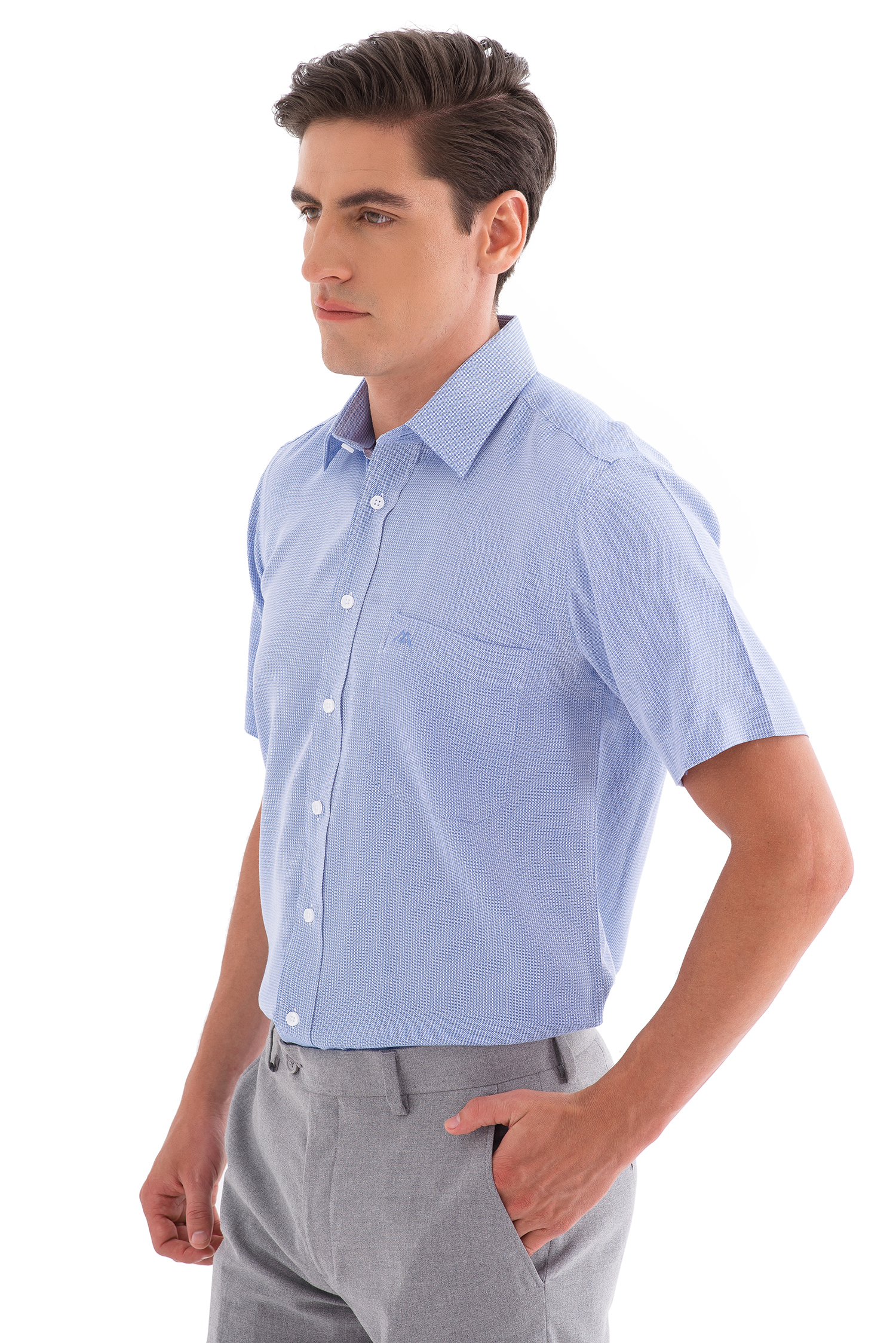 Sơ mi Nam Ngắn tay Classic fit - Caro Xanh - HẾT HÀNG