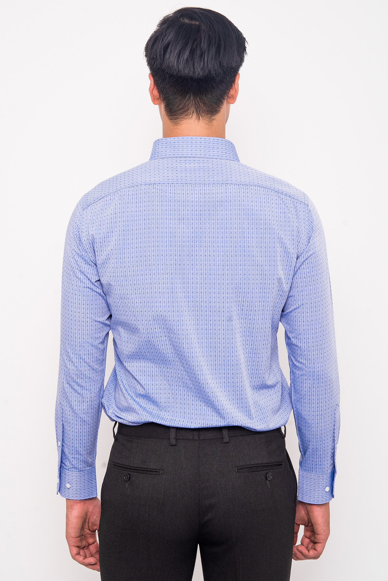 Sơ Mi Xanh Dương Caro,  Slim Fit Dài Tay - HẾT HÀNG