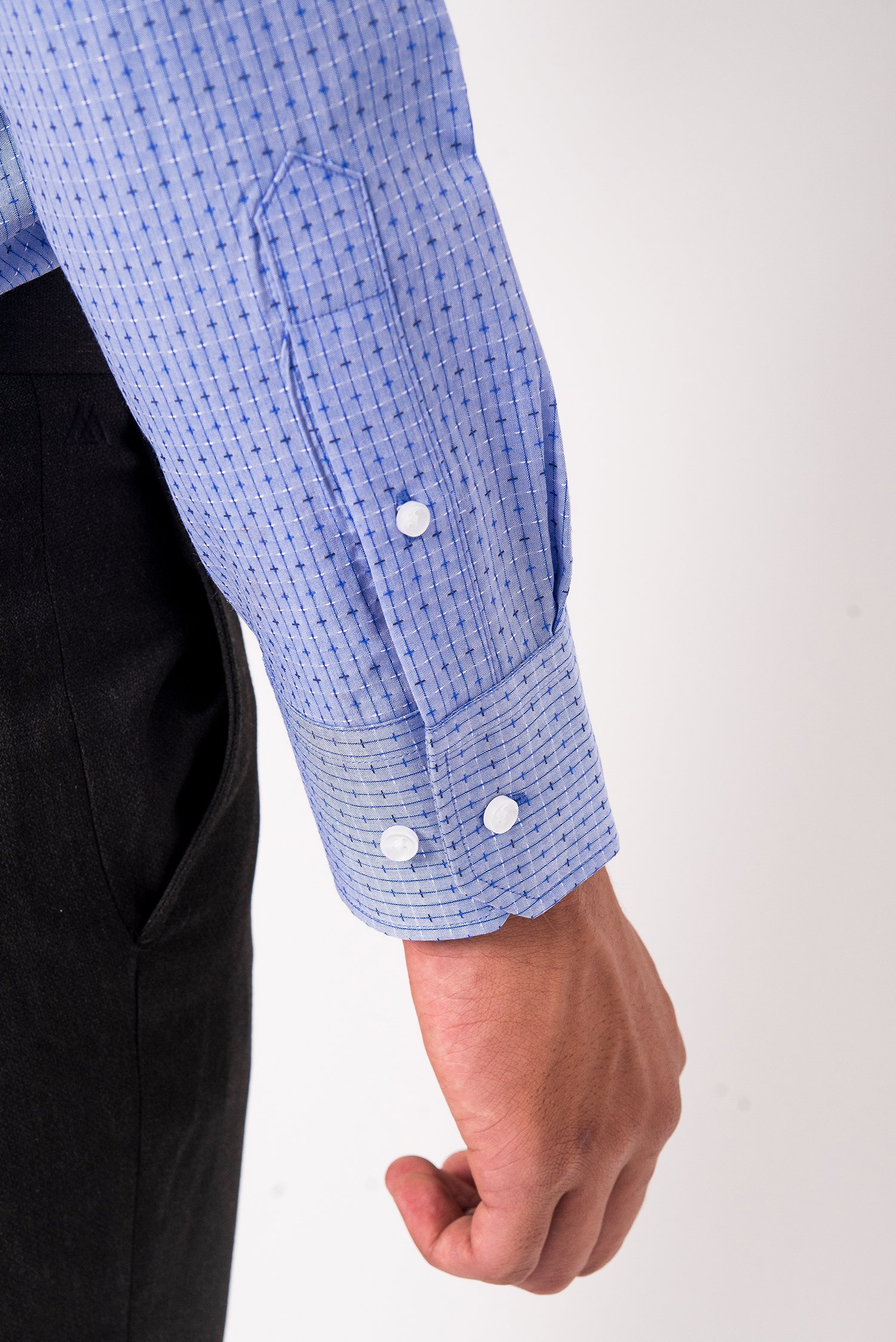 Sơ Mi Xanh Dương Caro,  Slim Fit Dài Tay - HẾT HÀNG