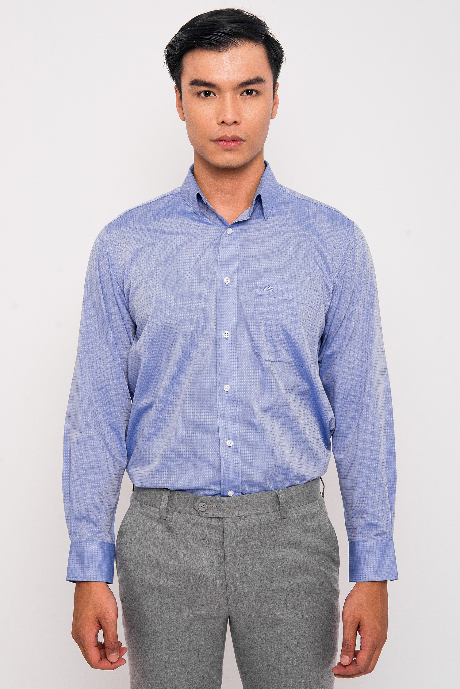 Sơ mi dài tay Classic fit màu xanh Caro nhỏ - HẾT HÀNG