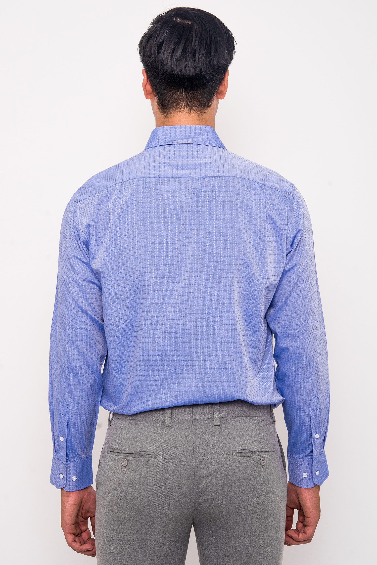 Sơ mi dài tay Classic fit màu xanh Caro nhỏ - HẾT HÀNG