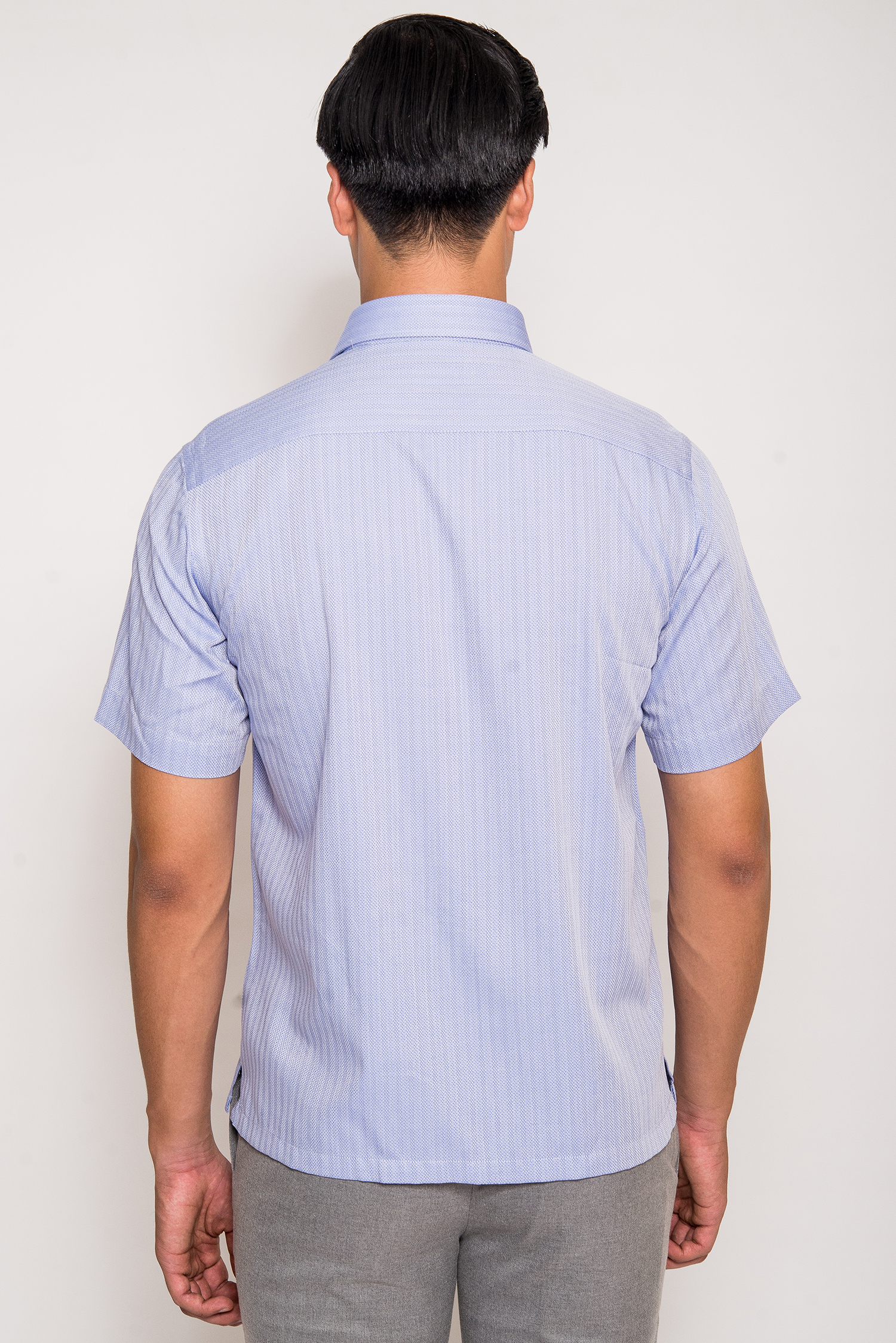 Sơ Mi Xanh Dương Nhạt Sọc Casual Vạt Ngang - HẾT HÀNG