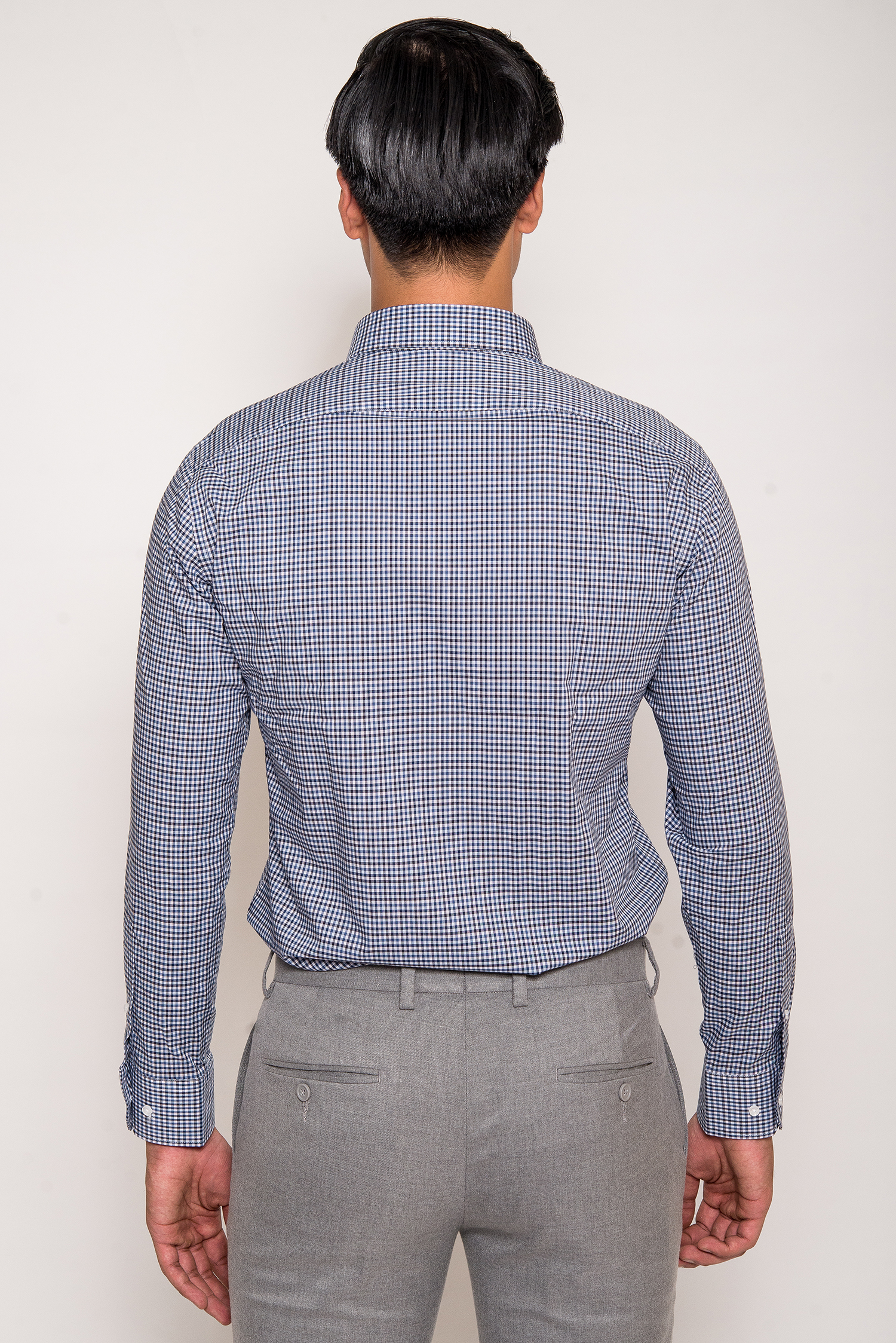Sơ Mi Xanh Caro Đen Slim Fit Dài Tay - HẾT HÀNG