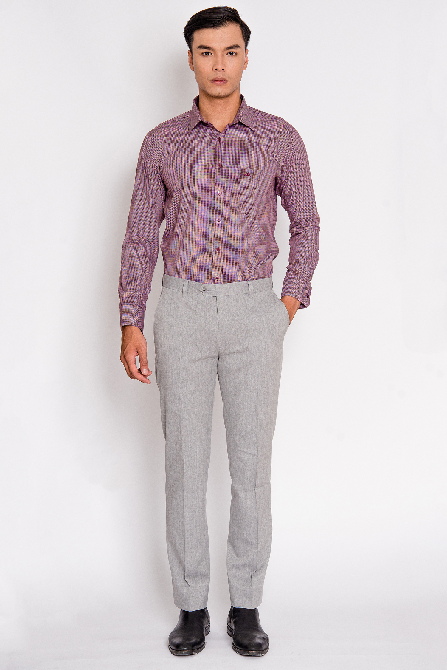 Sơ nam dài tay Slimfit đỏ caro nhỏ  - HẾT HÀNG