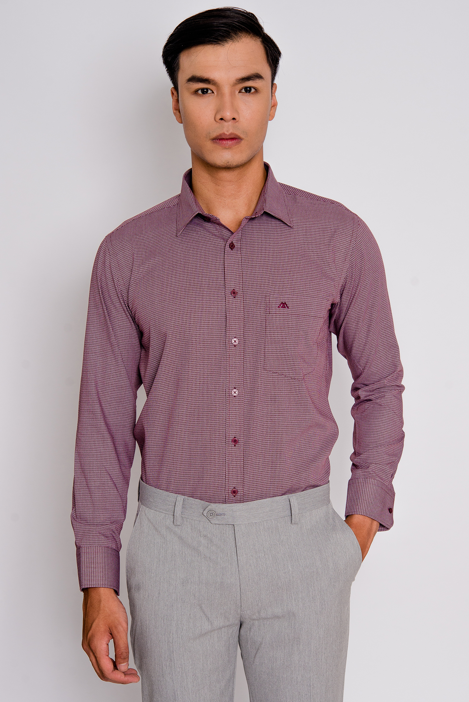 Sơ nam dài tay Slimfit đỏ caro nhỏ  - HẾT HÀNG