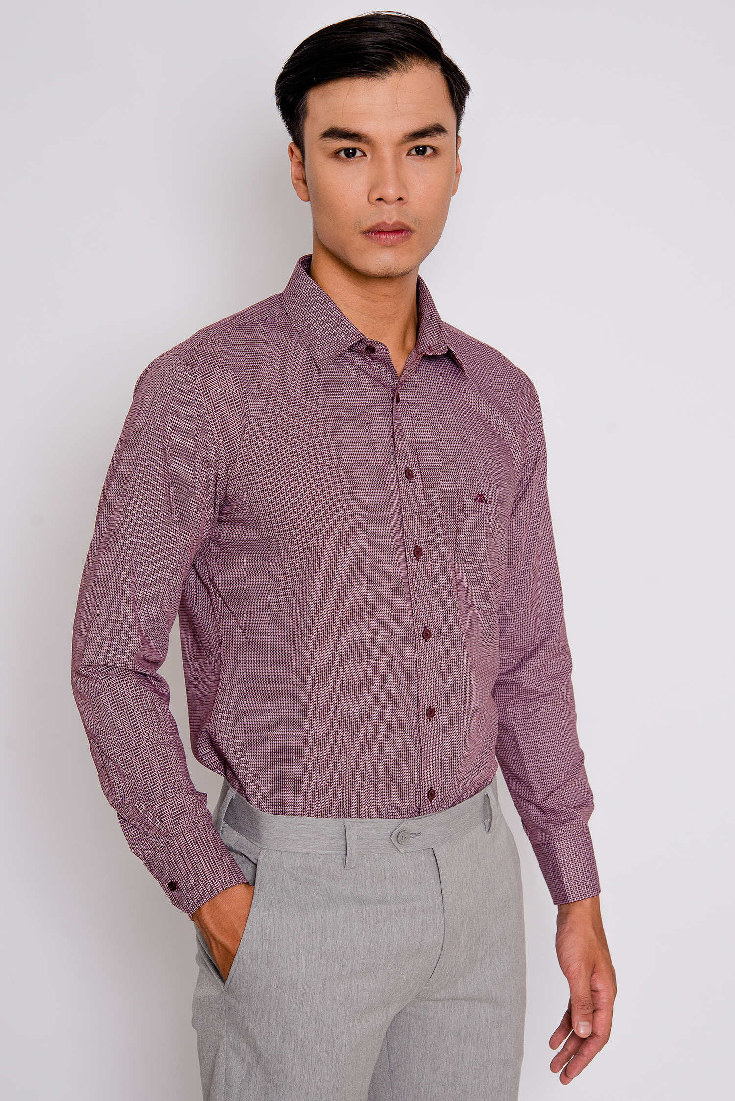 Sơ nam dài tay Slimfit đỏ caro nhỏ  - HẾT HÀNG