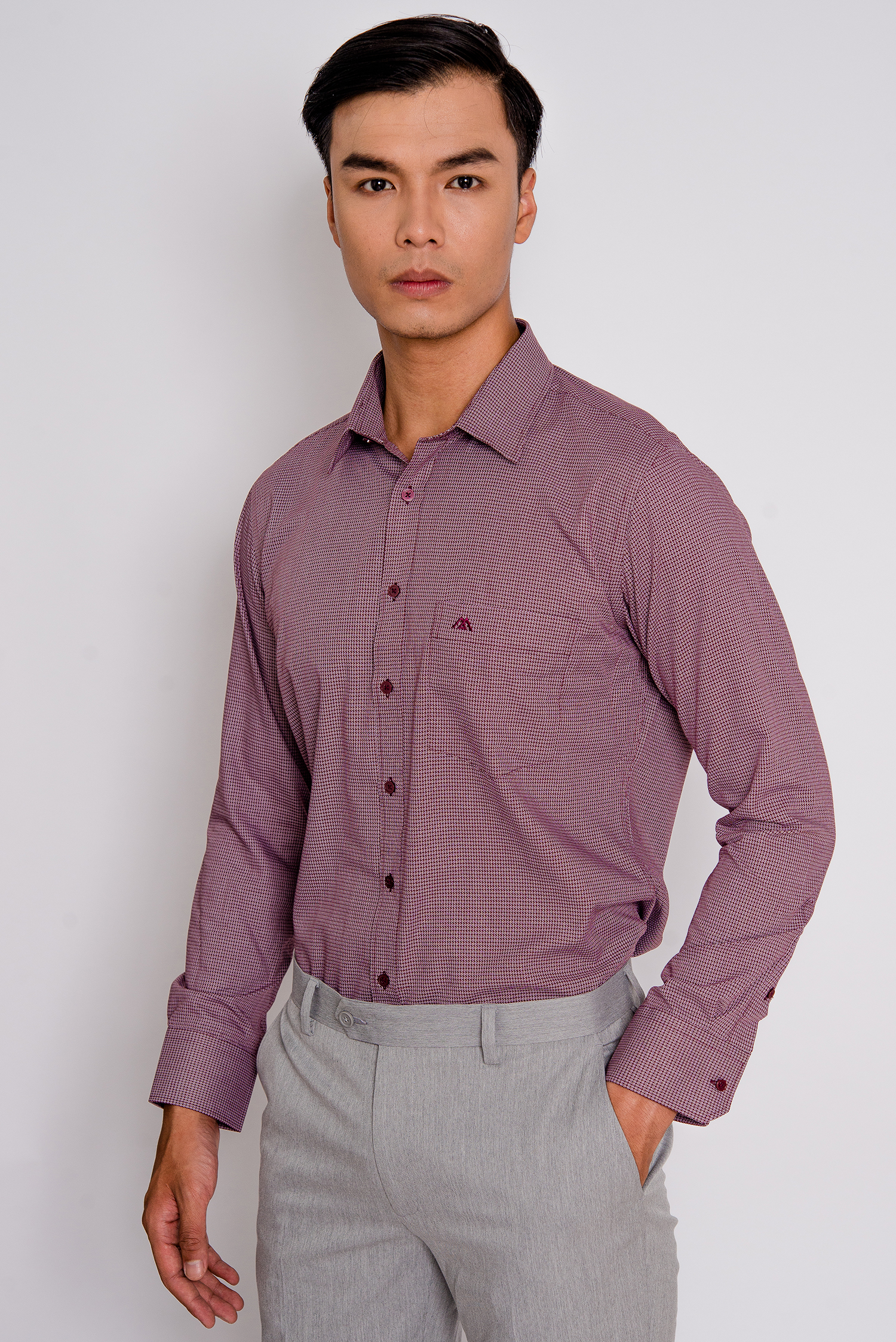 Sơ nam dài tay Slimfit đỏ caro nhỏ  - HẾT HÀNG