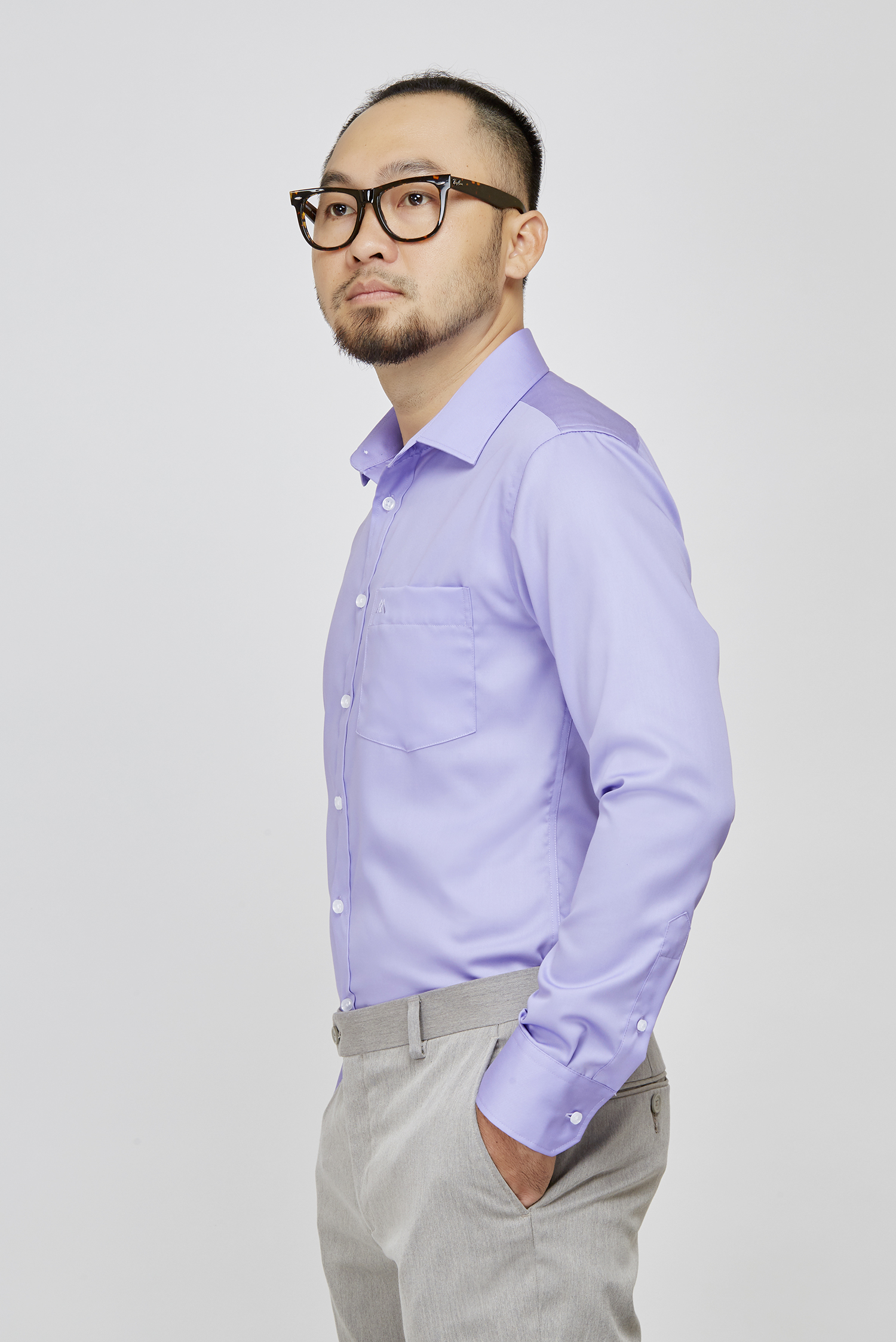 Sơ mi Dài tay- tím nhạt Slim fit - HẾT HÀNG