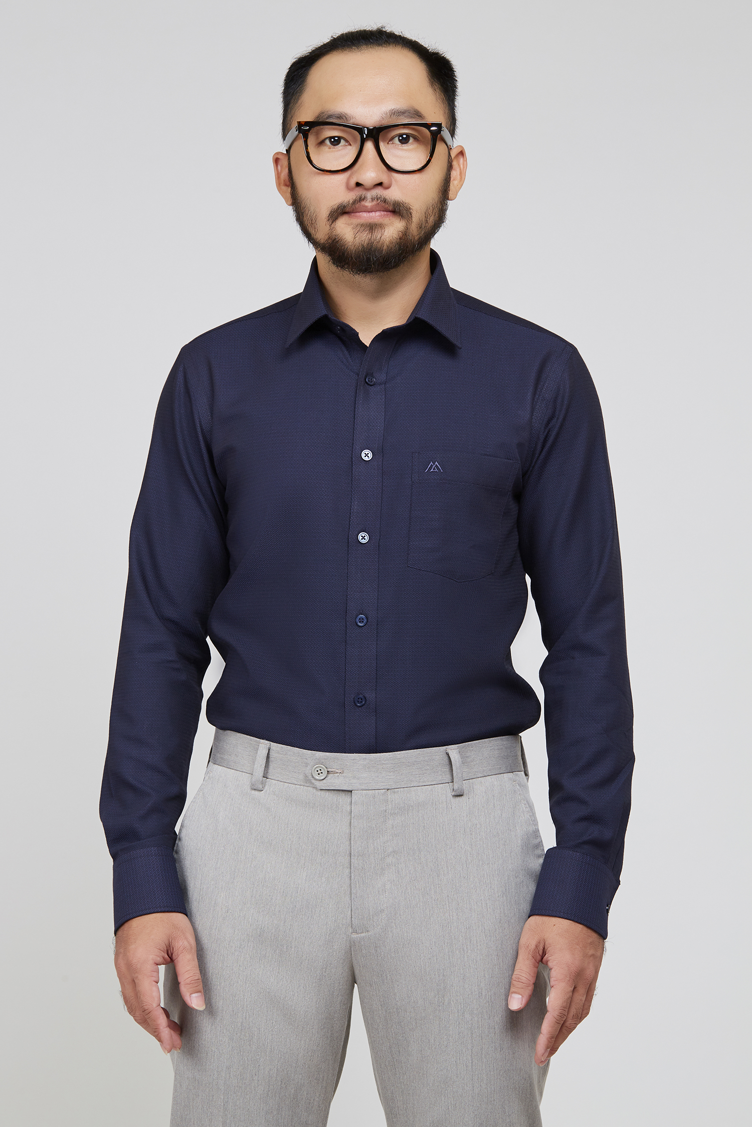 Áo sơ mi nam xanh đậm Slim fit - HẾT HÀNG