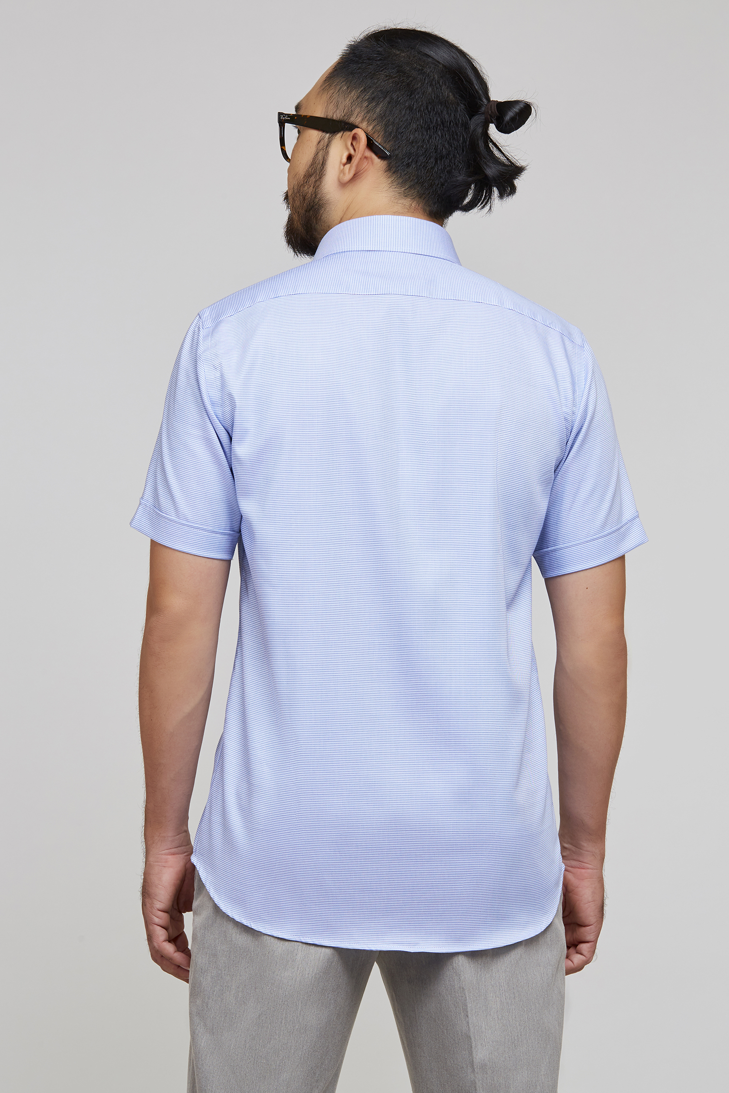 Sơ mi ngắn tay Regular fit xanh chấm bi - HẾT HÀNG