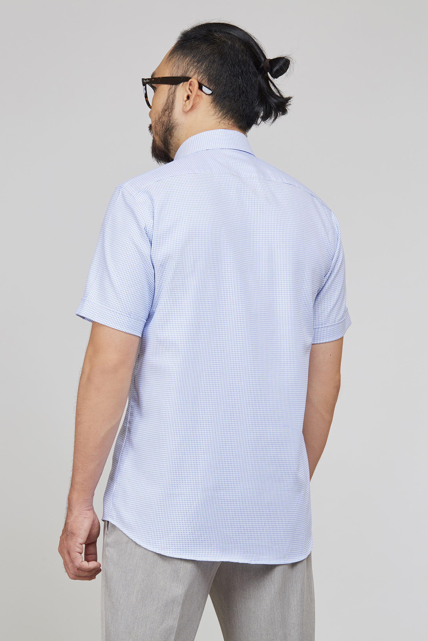 Áo sơ mi xanh nhạt chấm bi Regular Fit - HẾT HÀNG