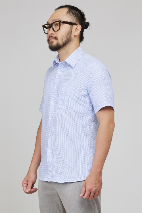 Áo sơ mi xanh nhạt chấm bi Regular Fit - HẾT HÀNG