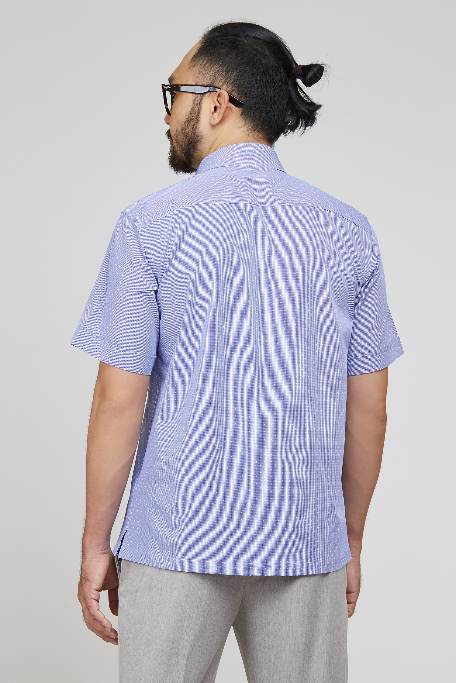 Áo sơ mi xanh chấm bi họa tiết Casual - HẾT HÀNG