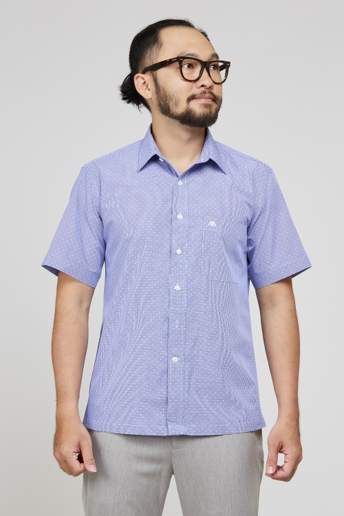 Áo sơ mi xanh chấm bi họa tiết Casual - HẾT HÀNG