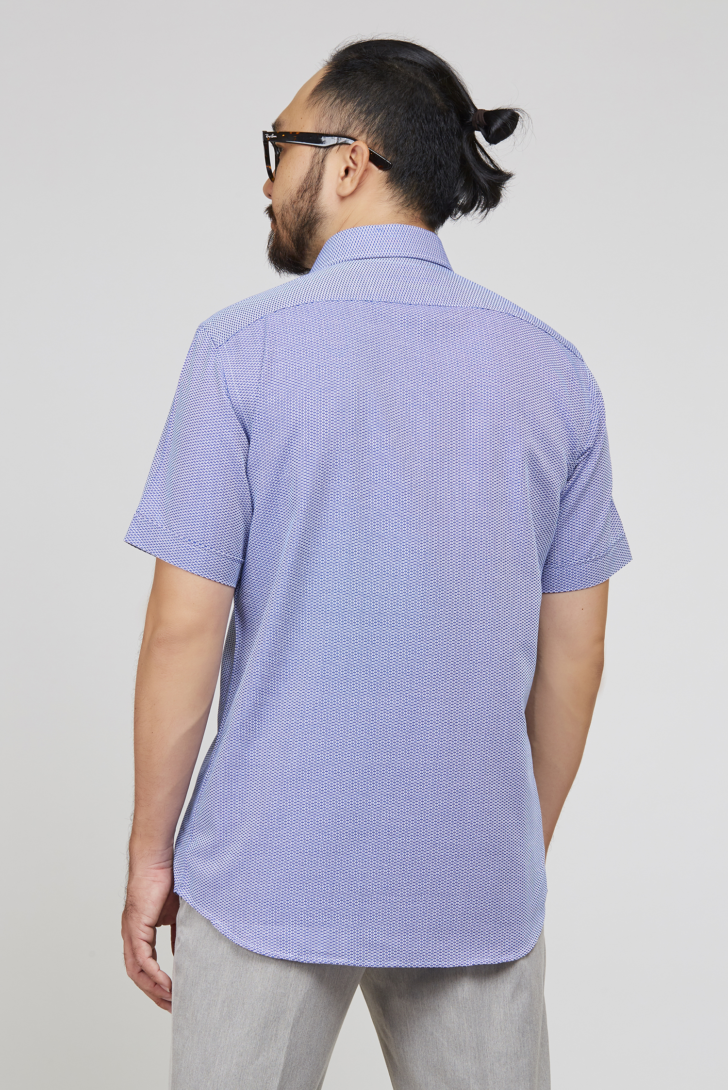 Áo sơ mi xanh họa tiết Regular fit - HẾT HÀNG