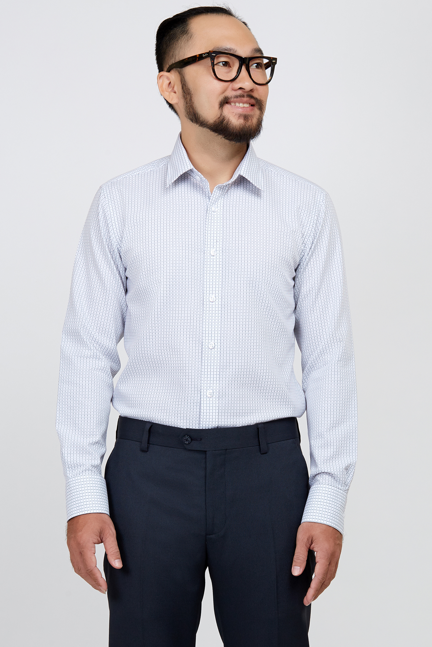 Áo sơ mi nam slim fit dài tay trắng hoa văn-HẾT HÀNG