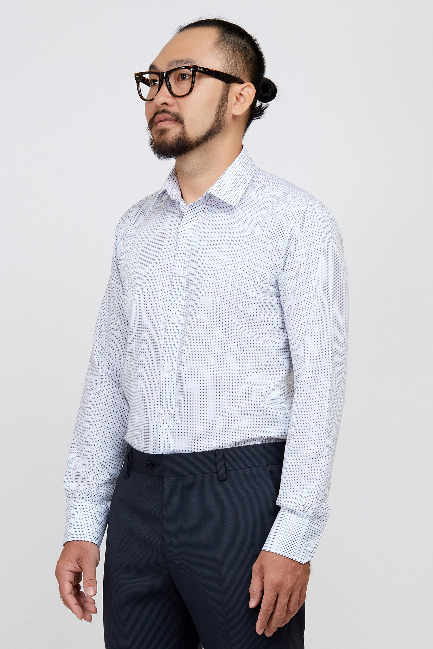 Áo sơ mi nam slim fit dài tay trắng hoa văn-HẾT HÀNG