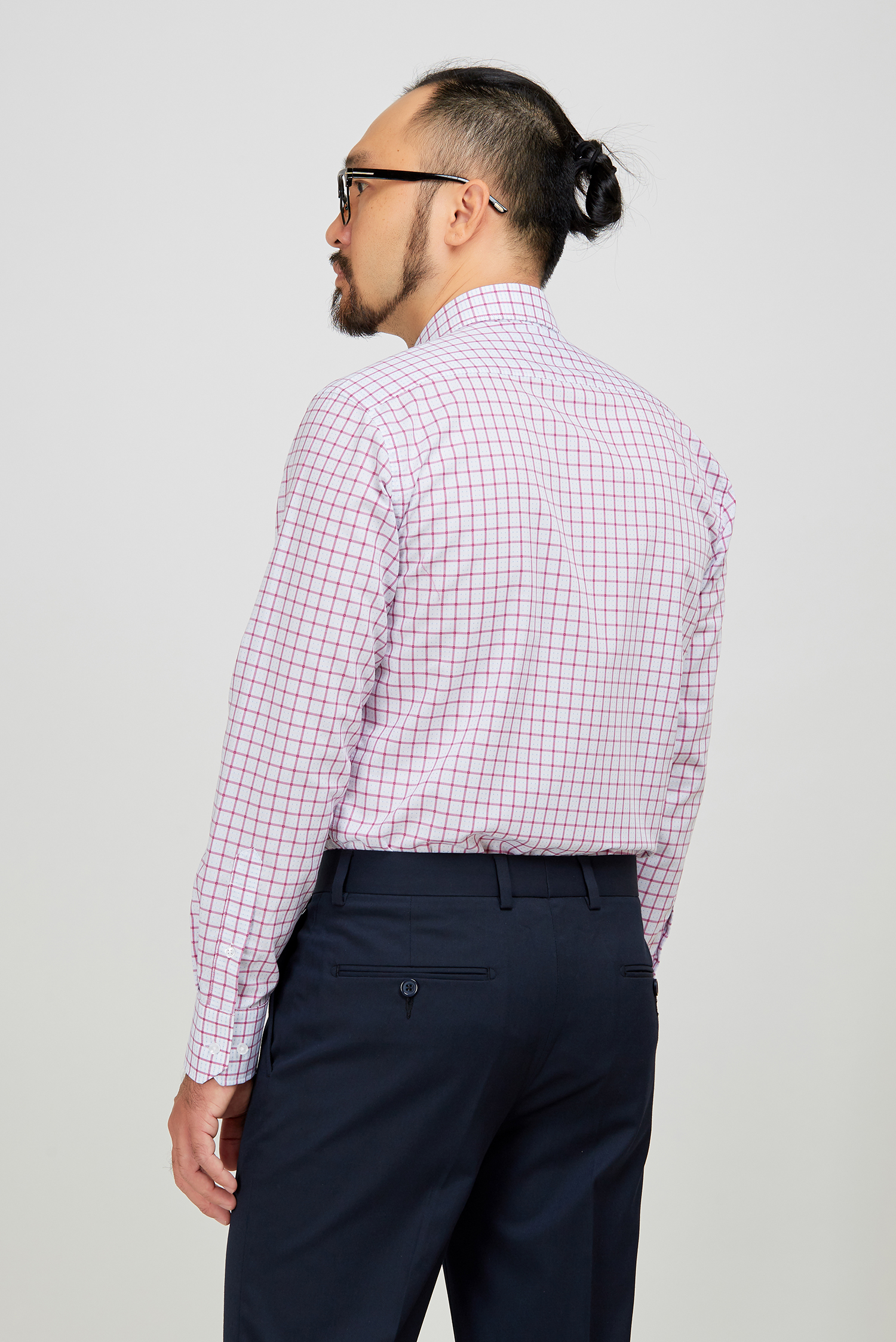 Áo sơ mi nam slim fit dài tay tím ca rô- HẾT HÀNG