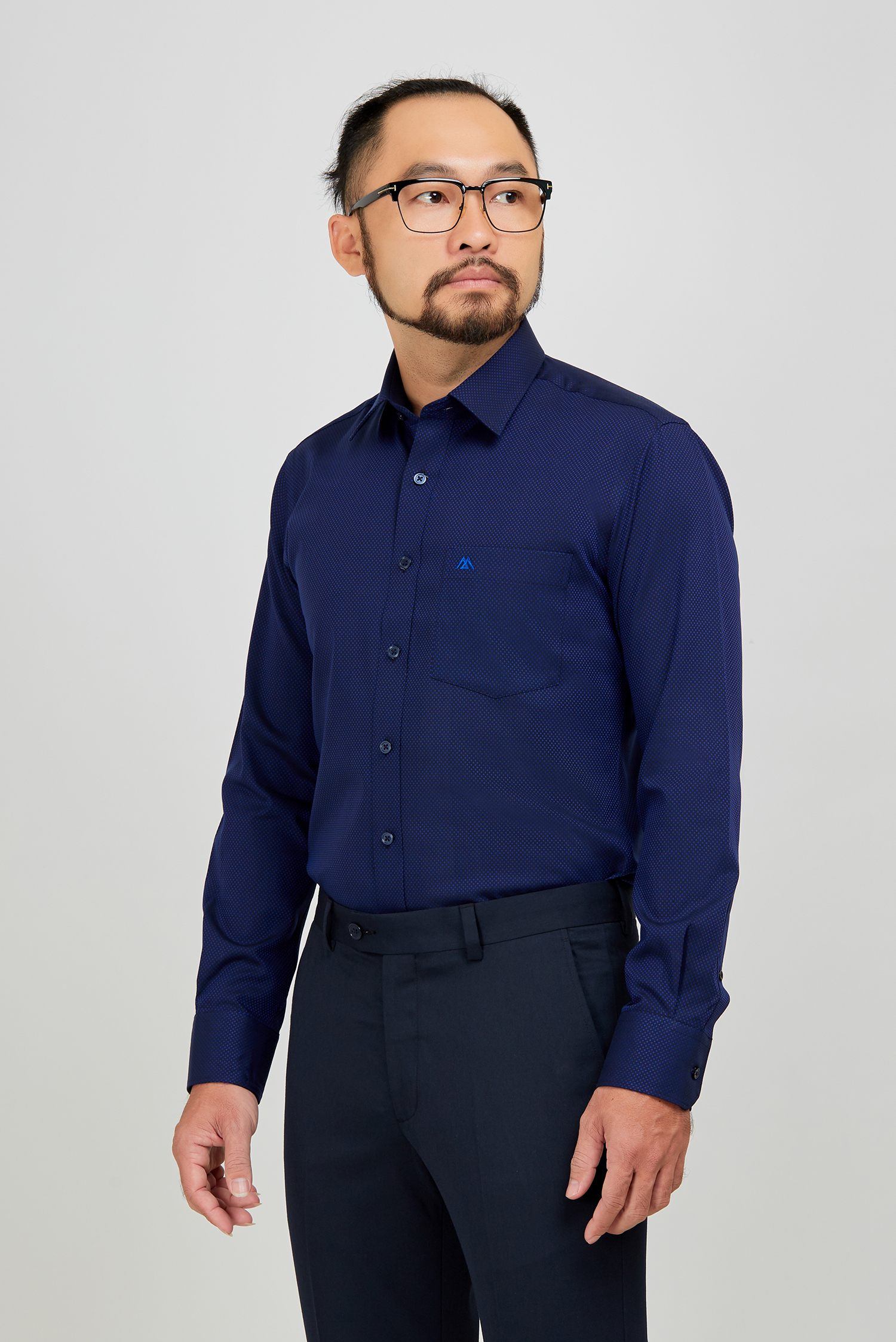 Áo sơ mi nam slim fit dài tay xanh đen đậm - HẾT HÀNG