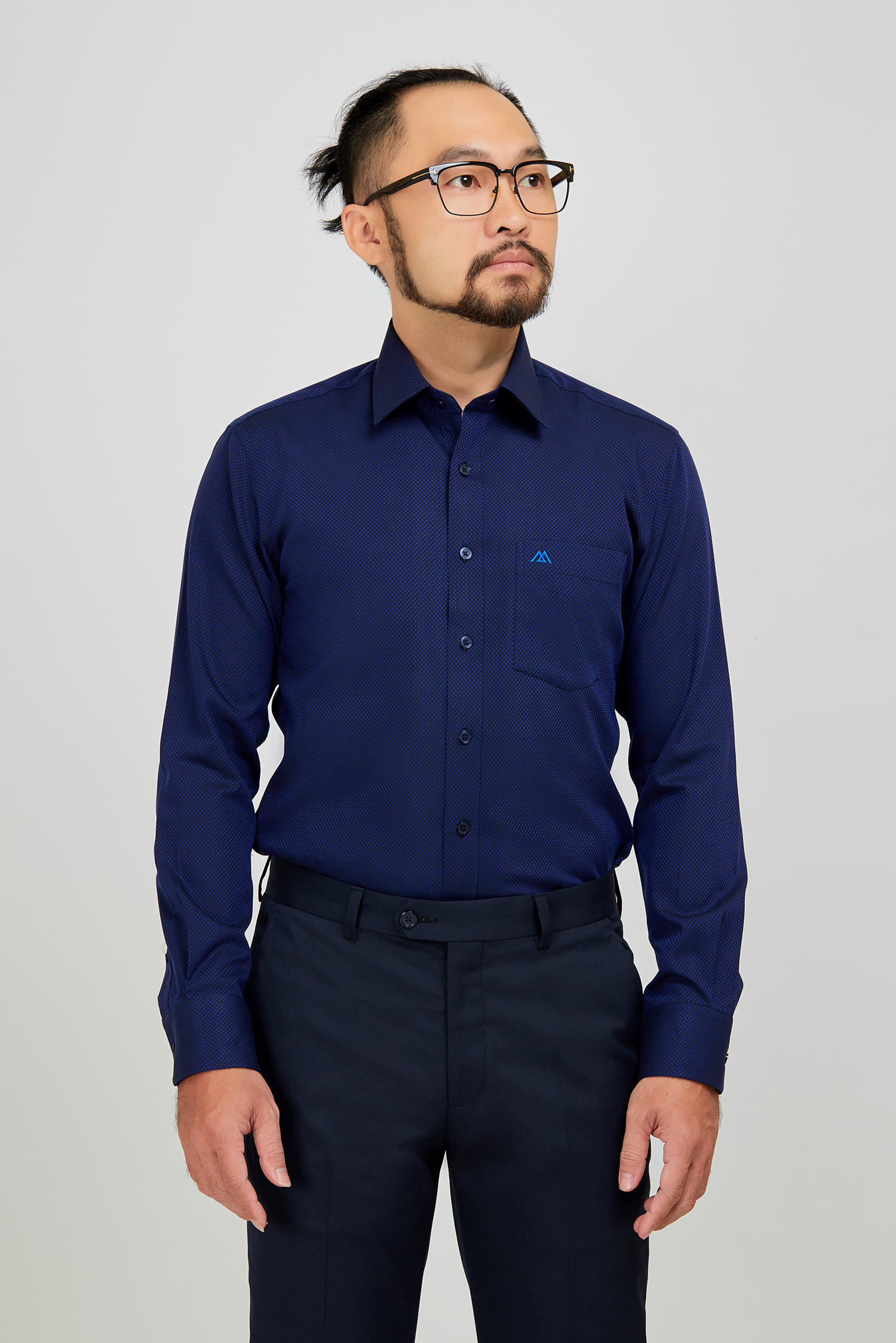 Áo sơ mi nam slim fit dài tay xanh đen đậm - HẾT HÀNG