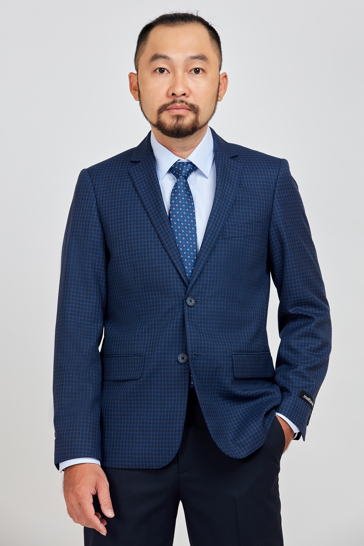 Áo vestton nam Slimfit - xẽ 2 tà 2 nút ca rô xanh - HẾT HÀNG