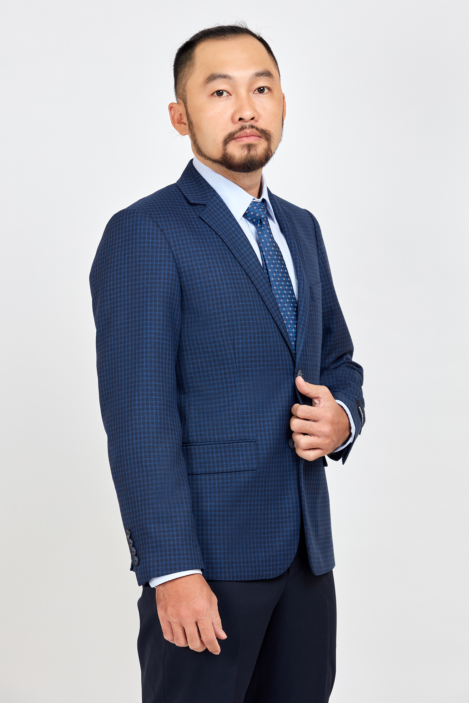 Áo vestton nam Slimfit - xẽ 2 tà 2 nút ca rô xanh - HẾT HÀNG