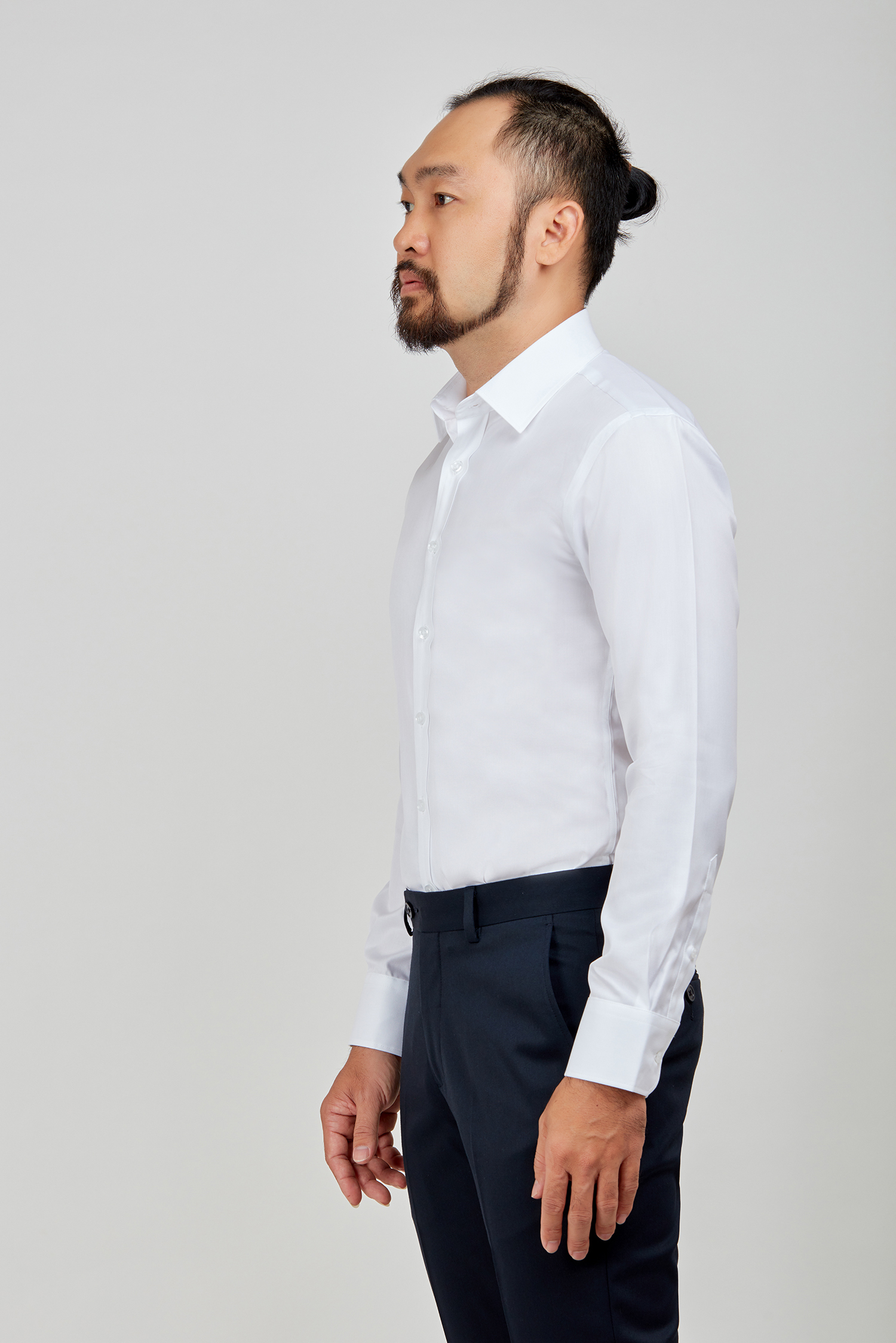 Áo sơ mi nam Slim fit trắng dài tay không túi - HẾT HÀNG