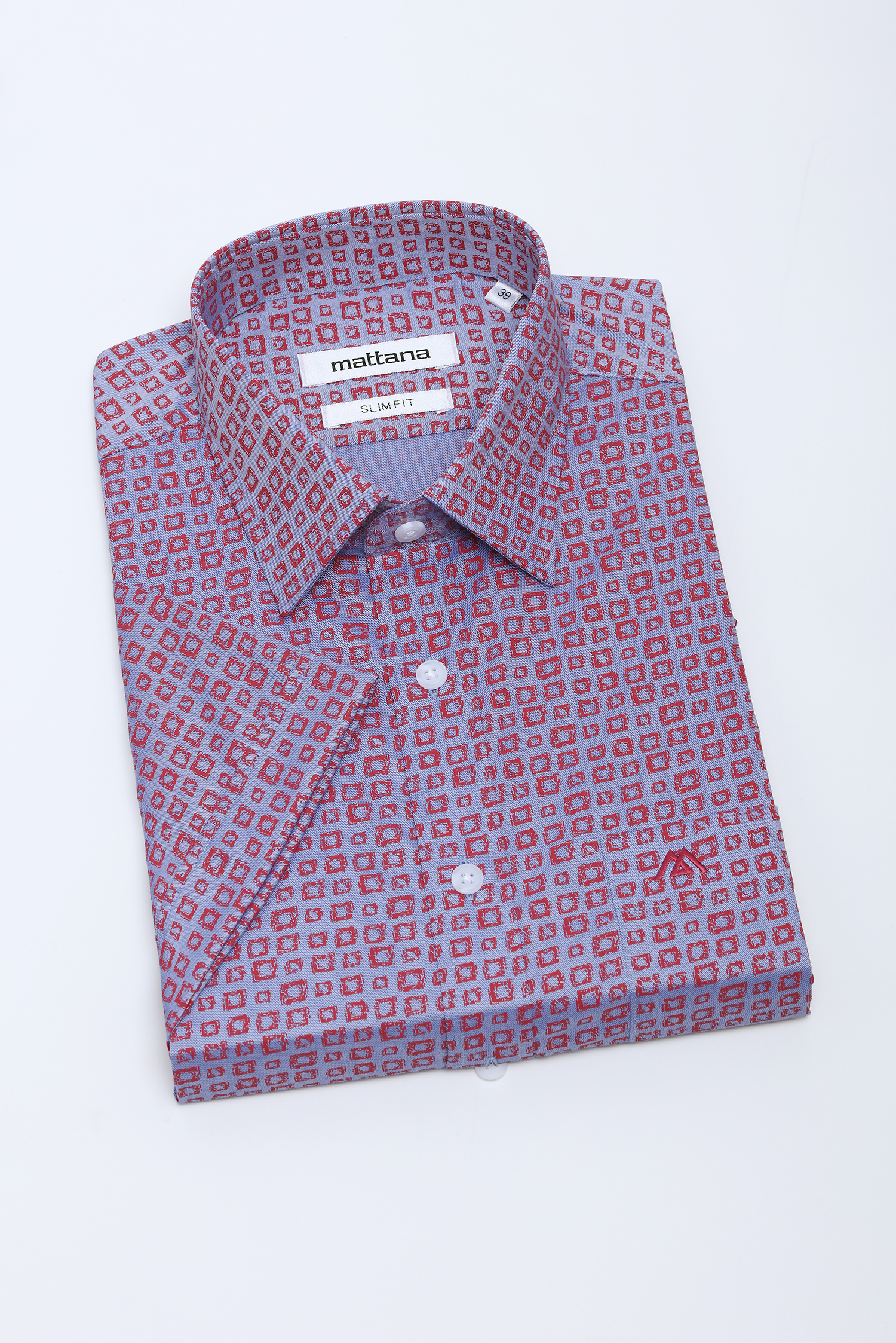 Sơ mi nam NT - Slimfit tím họa tiết hoa văn đỏ - HẾT HÀNG