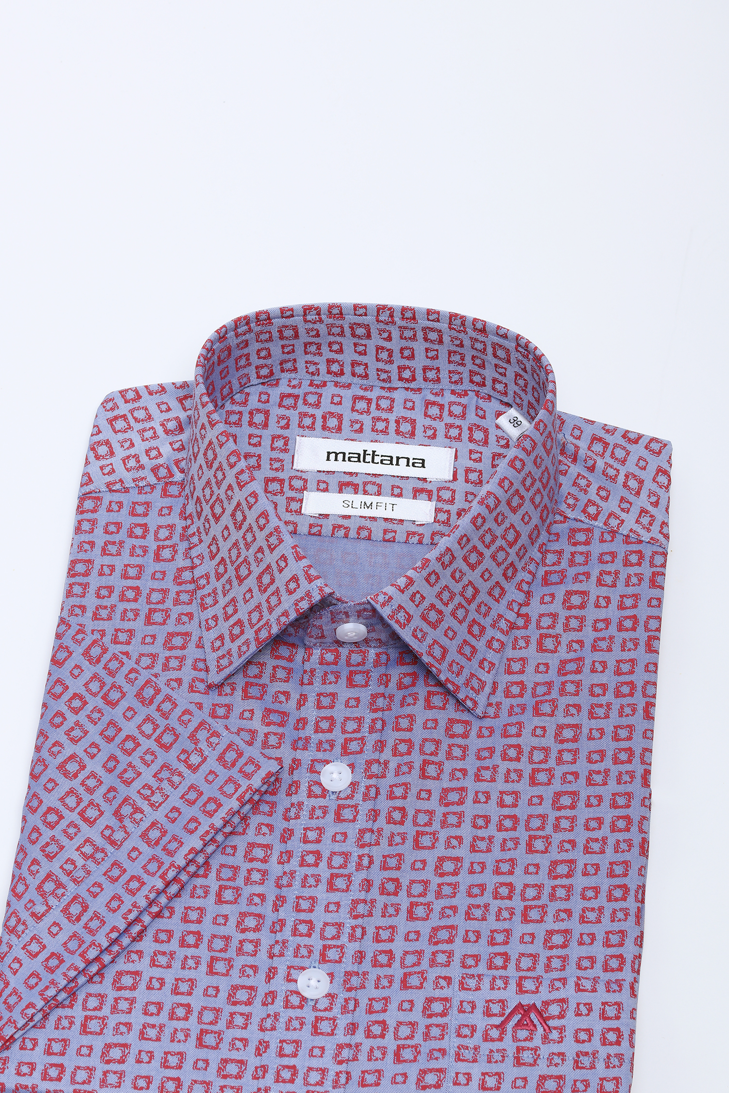 Sơ mi nam NT - Slimfit tím họa tiết hoa văn đỏ - HẾT HÀNG