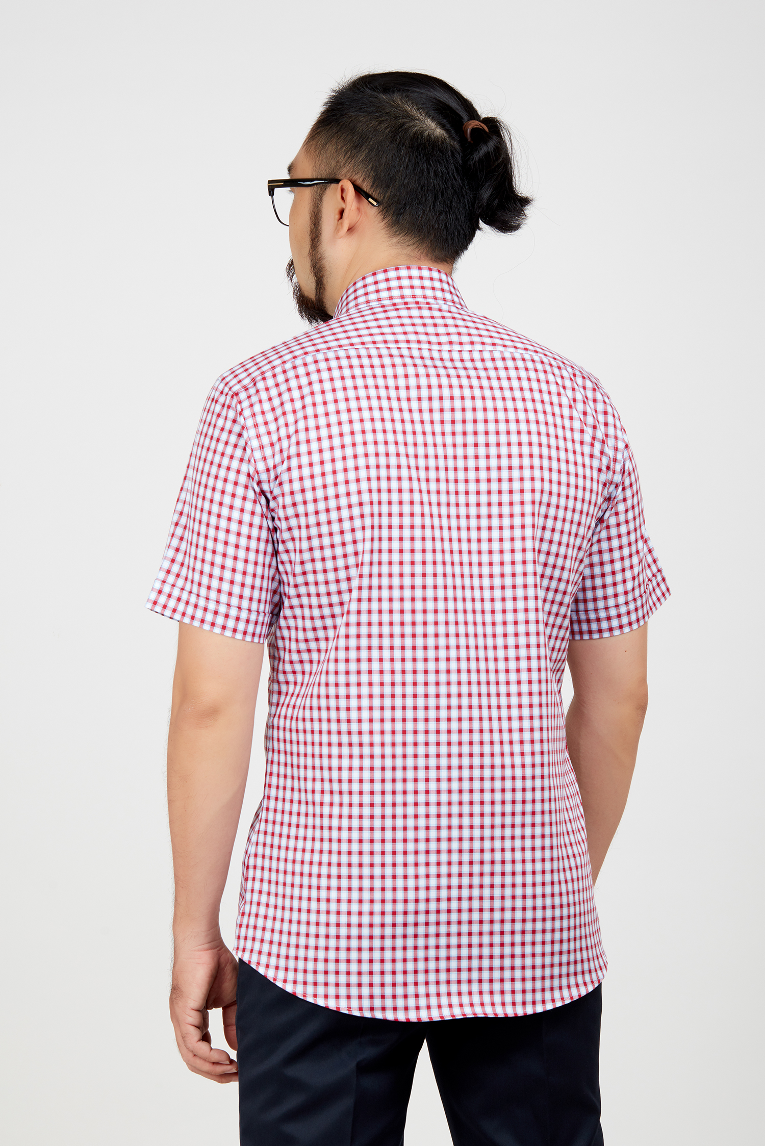 Sơ mi nam NT - Slimfit trắng ca rô đỏ - HẾT HÀNG