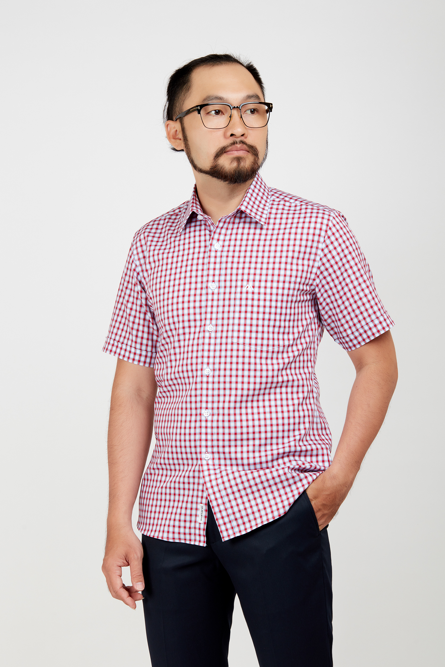 Sơ mi nam NT - Slimfit trắng ca rô đỏ - HẾT HÀNG