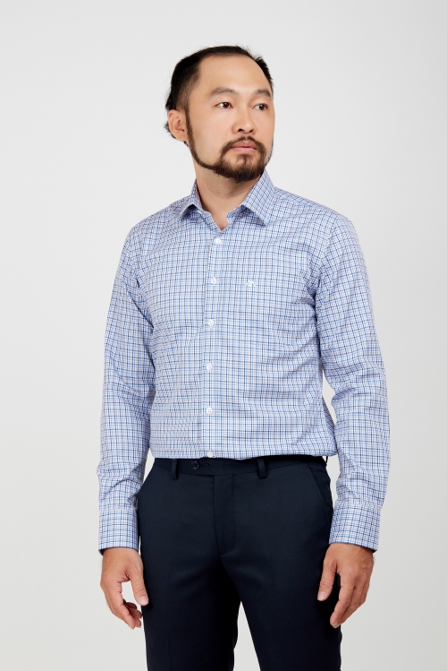 Sơ mi nam DT - Slimfit ca rô xanh - HẾT HÀNG