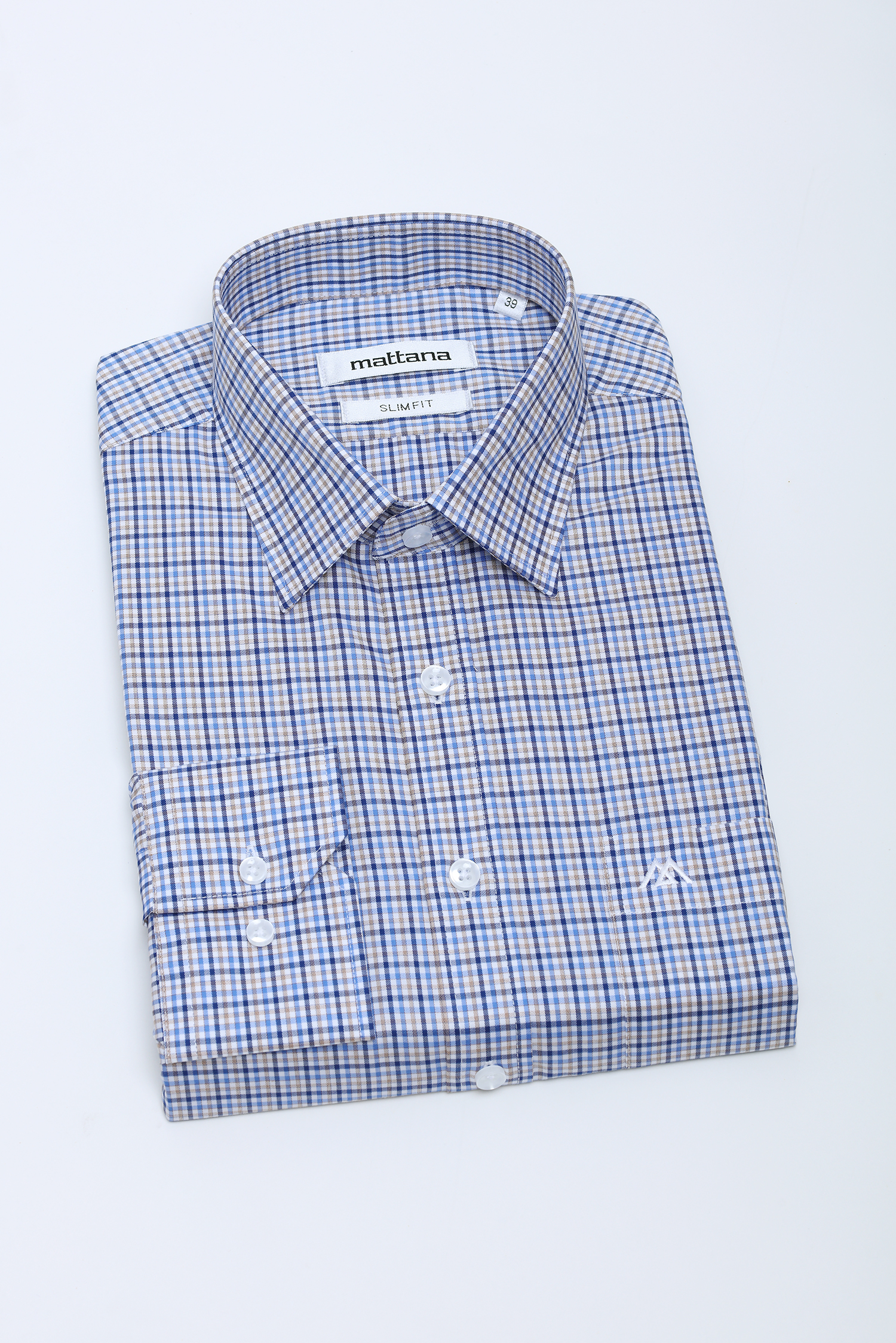 Sơ mi nam DT - Slimfit ca rô xanh - HẾT HÀNG