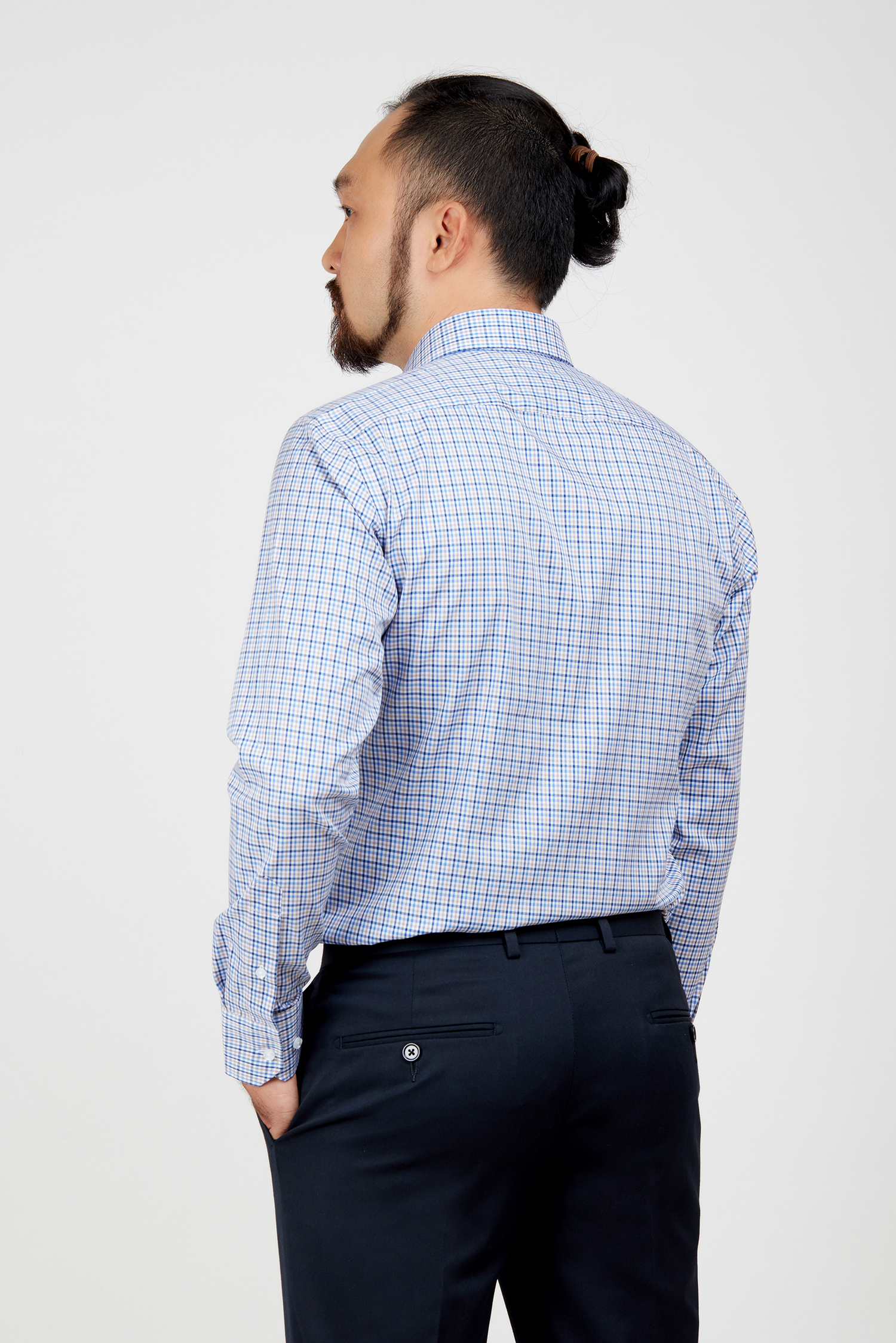 Sơ mi nam DT - Slimfit ca rô xanh - HẾT HÀNG