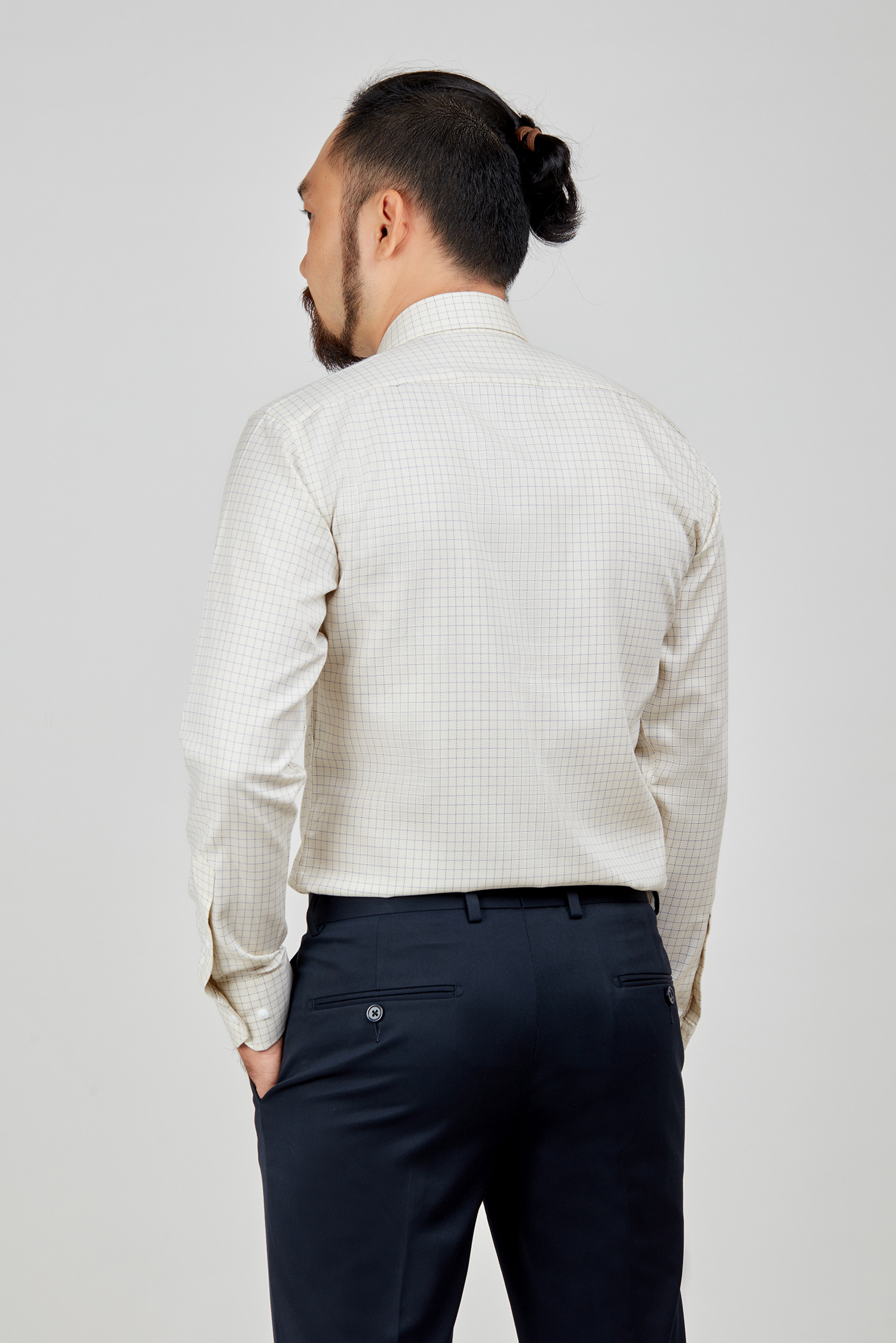 Sơ mi nam DT - Slimfit trắng ca rô - HẾT HÀNG