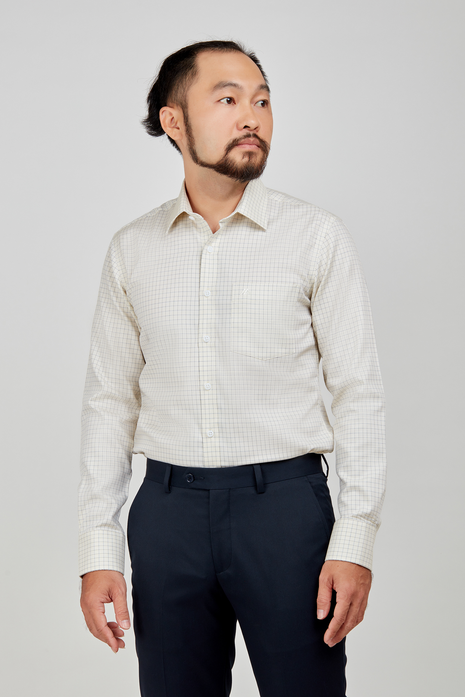 Sơ mi nam DT - Slimfit trắng ca rô - HẾT HÀNG