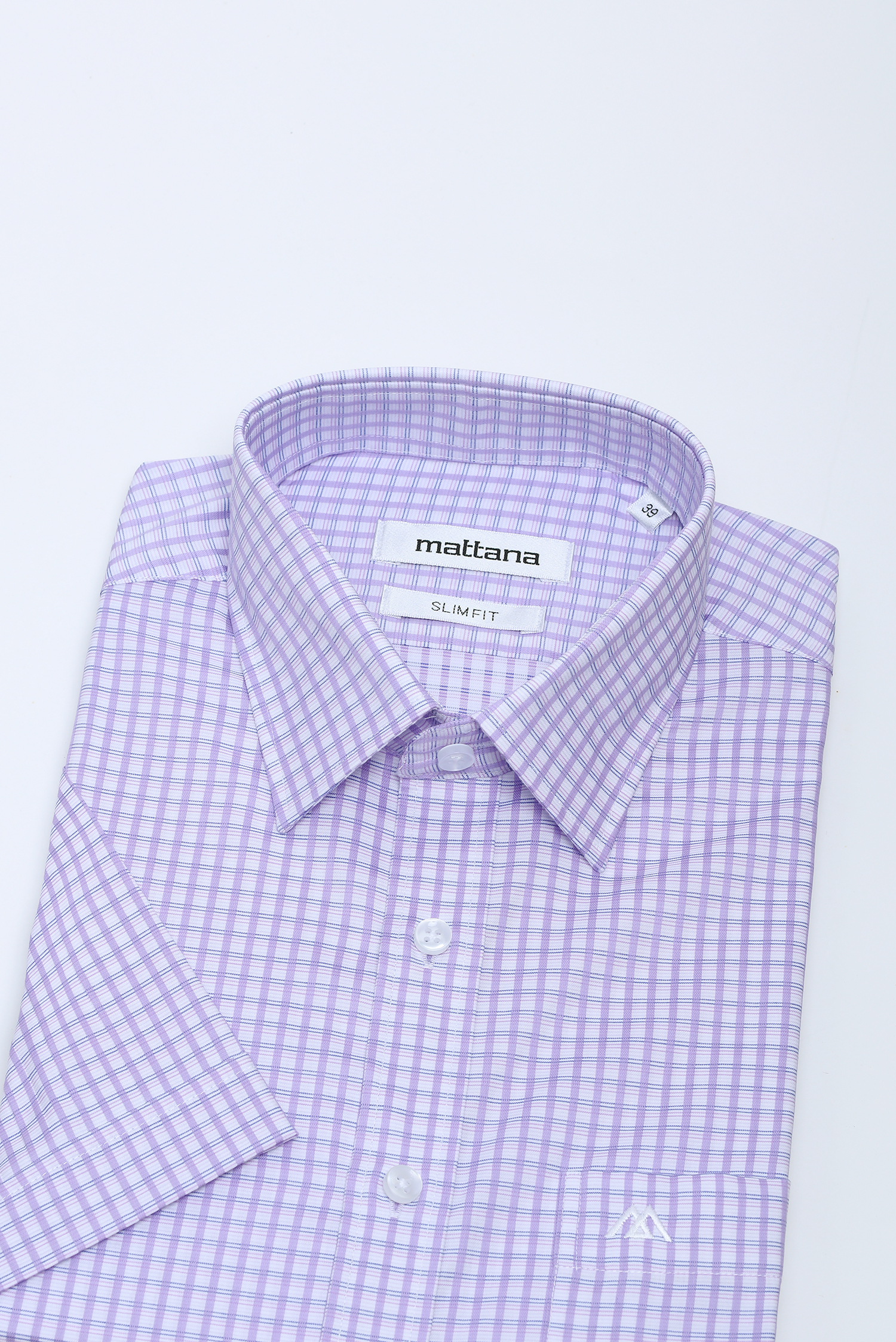 Sơ mi nam NT - Slimfit ca rô sọc tím nhạt - HẾT HÀNG