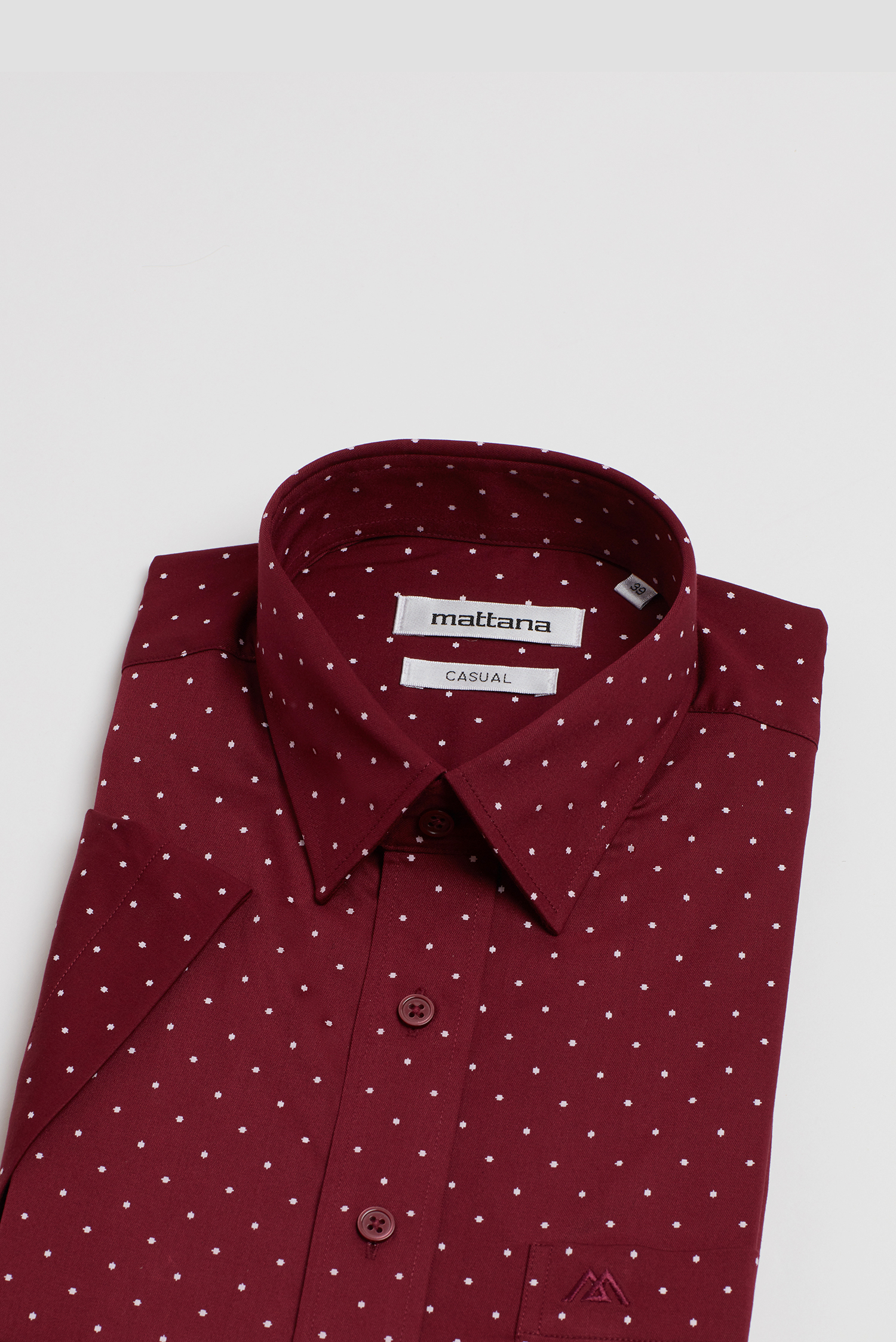 Áo sơ mi nam Casual ngắn tay đỏ hoa văn chấm bi