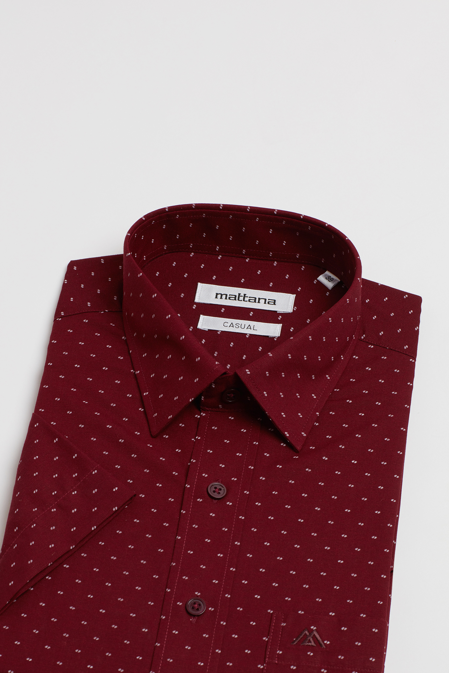 Áo sơ mi nam Casual ngắn tay đỏ hoa văn chấm bi