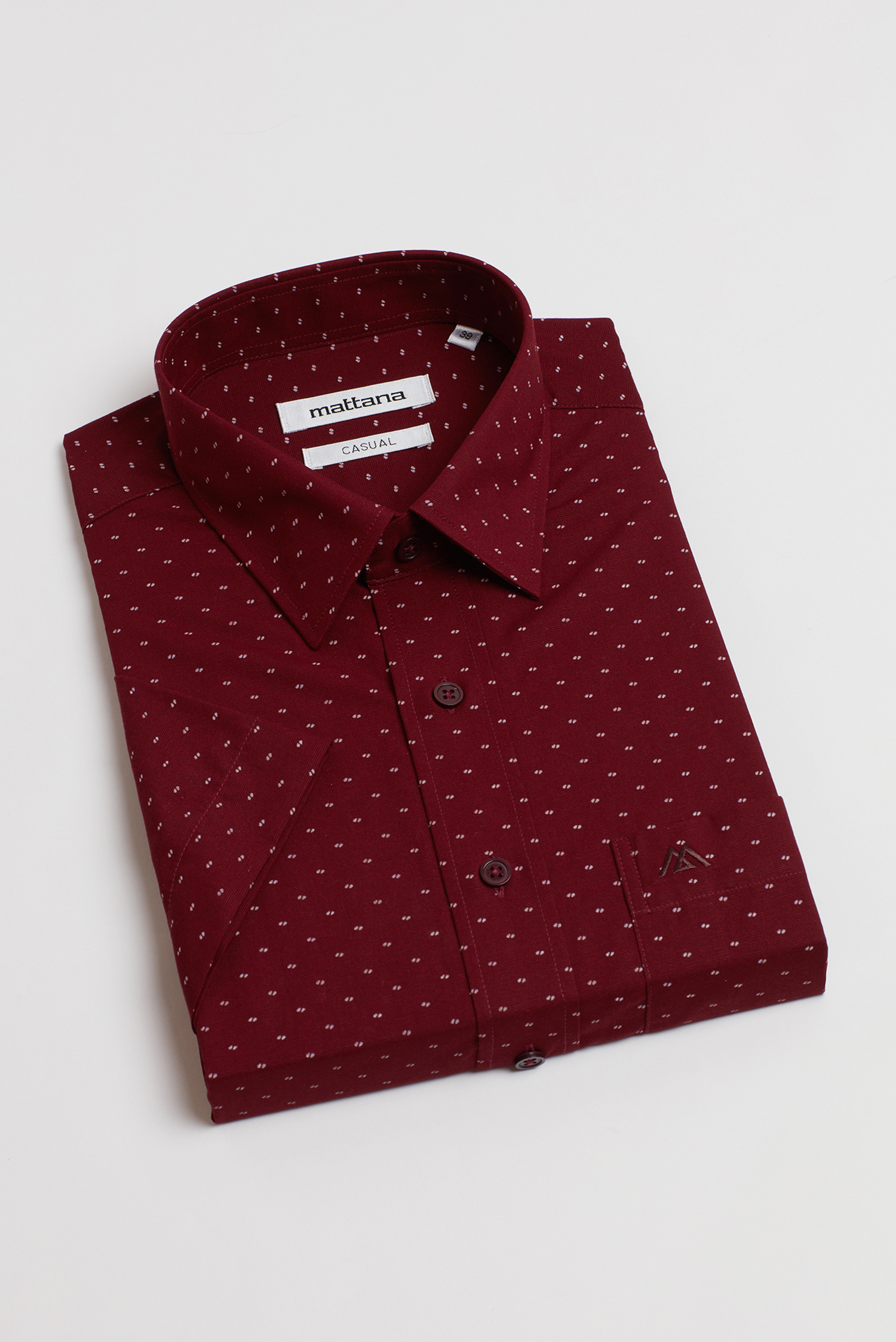 Áo sơ mi nam Casual ngắn tay đỏ hoa văn chấm bi
