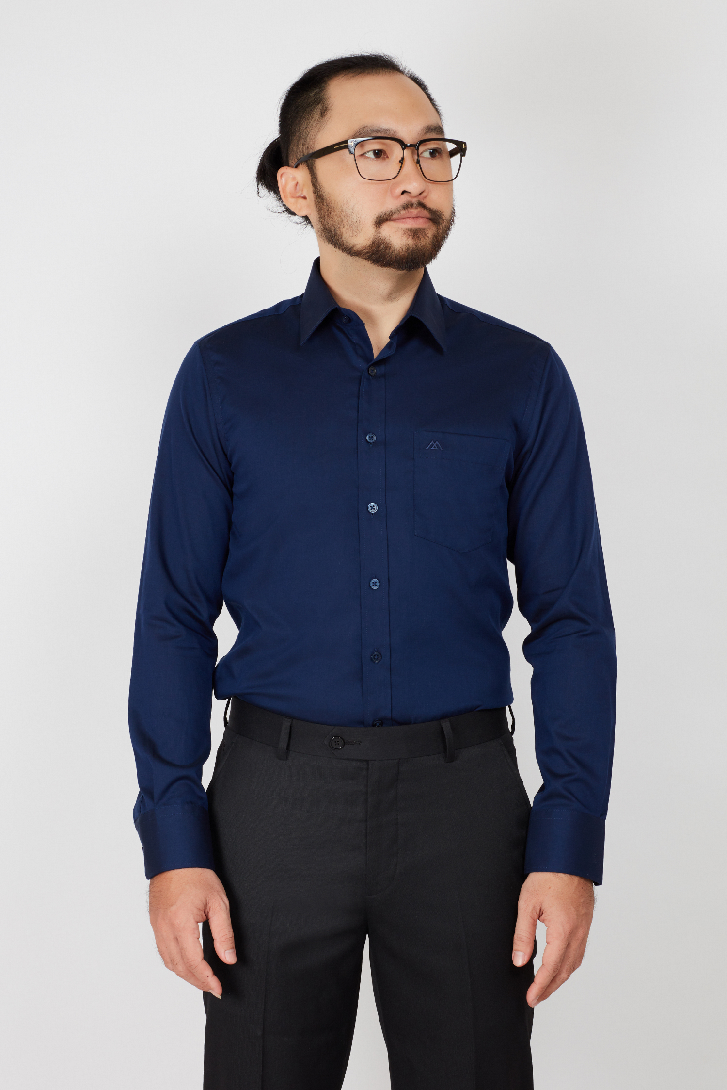 Áo sơ mi nam Slim fit xanh đen trơn 