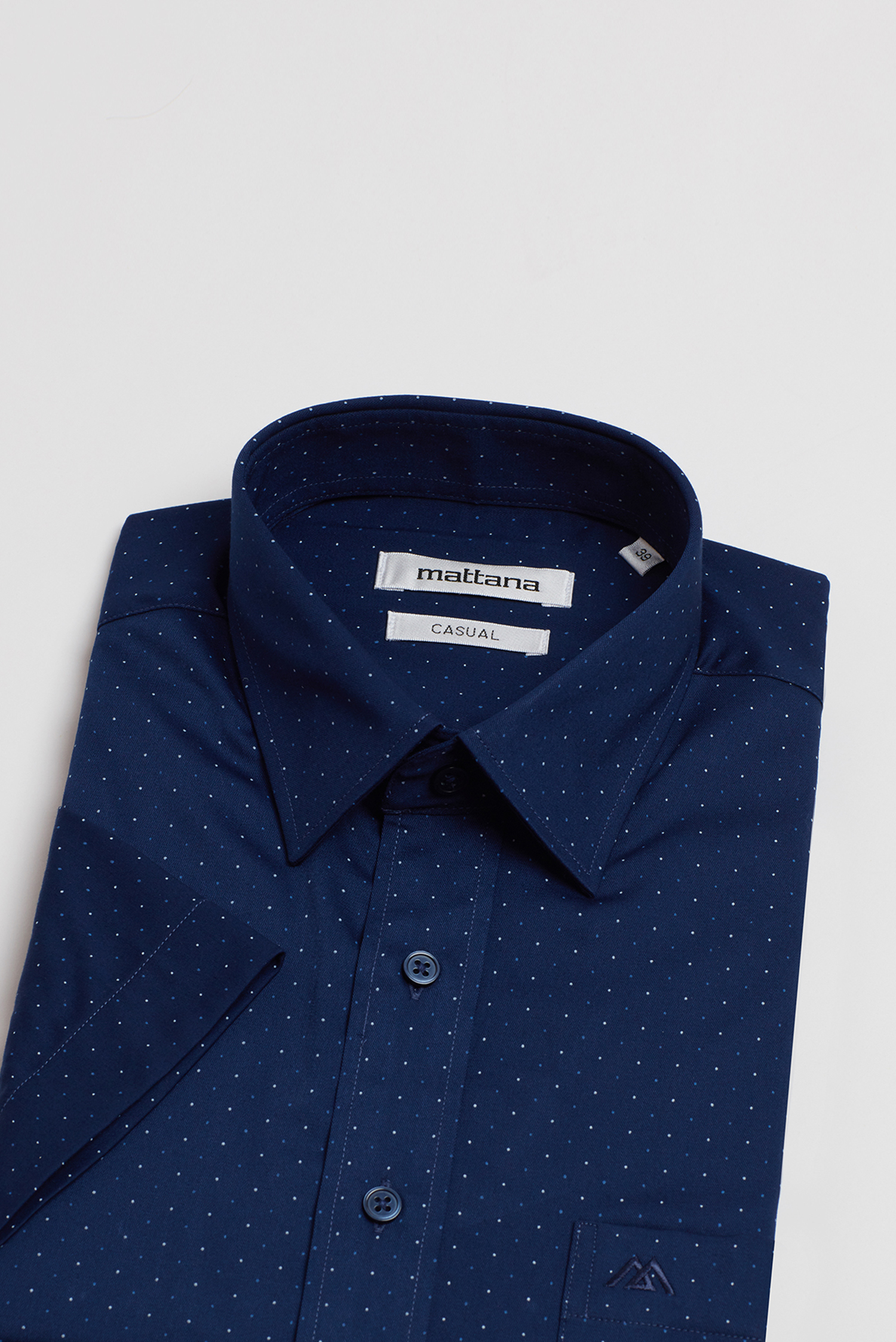 Áo sơ mi nam Casual ngắn tay xanh hoa văn chấm bi - HẾT HÀNG