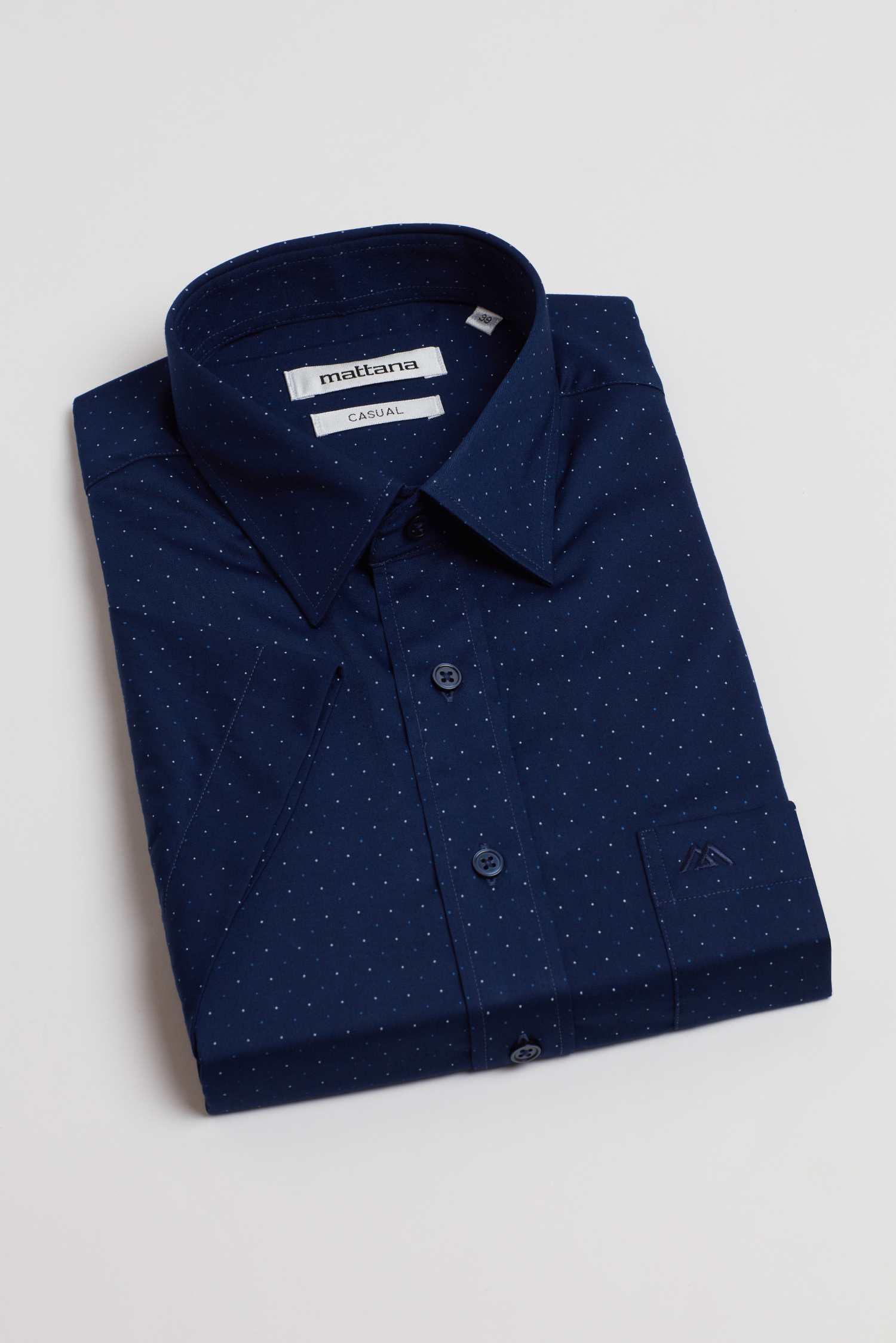 Áo sơ mi nam Casual ngắn tay xanh hoa văn chấm bi - HẾT HÀNG