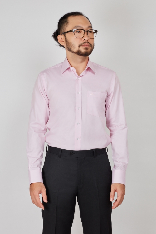 Áo sơ mi nam Slim fit dài tay trơn màu hồng nhạt  - HẾT HÀNG