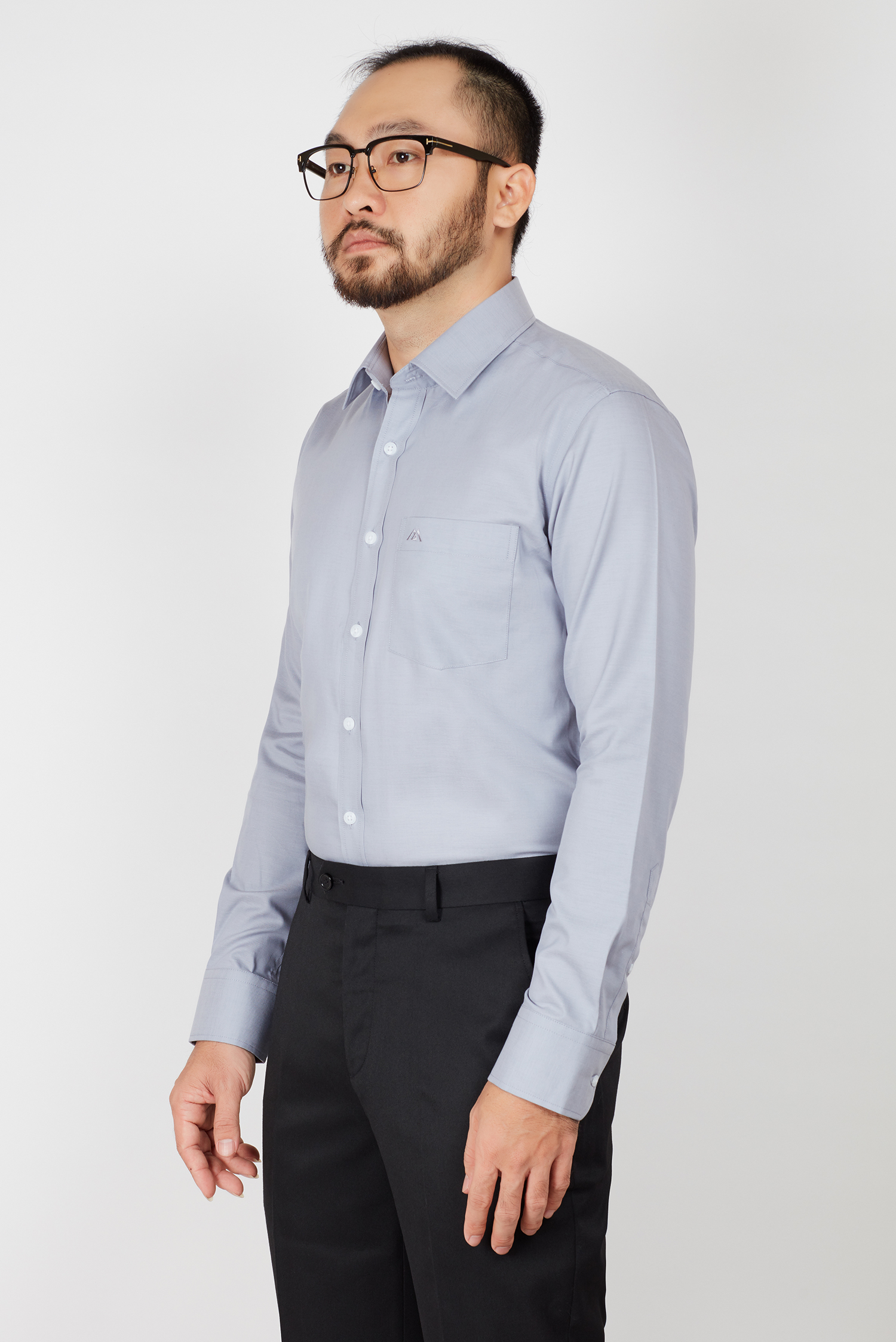 Sơ mi nam dài tay Regular fit xám Trơn - HẾT HÀNG