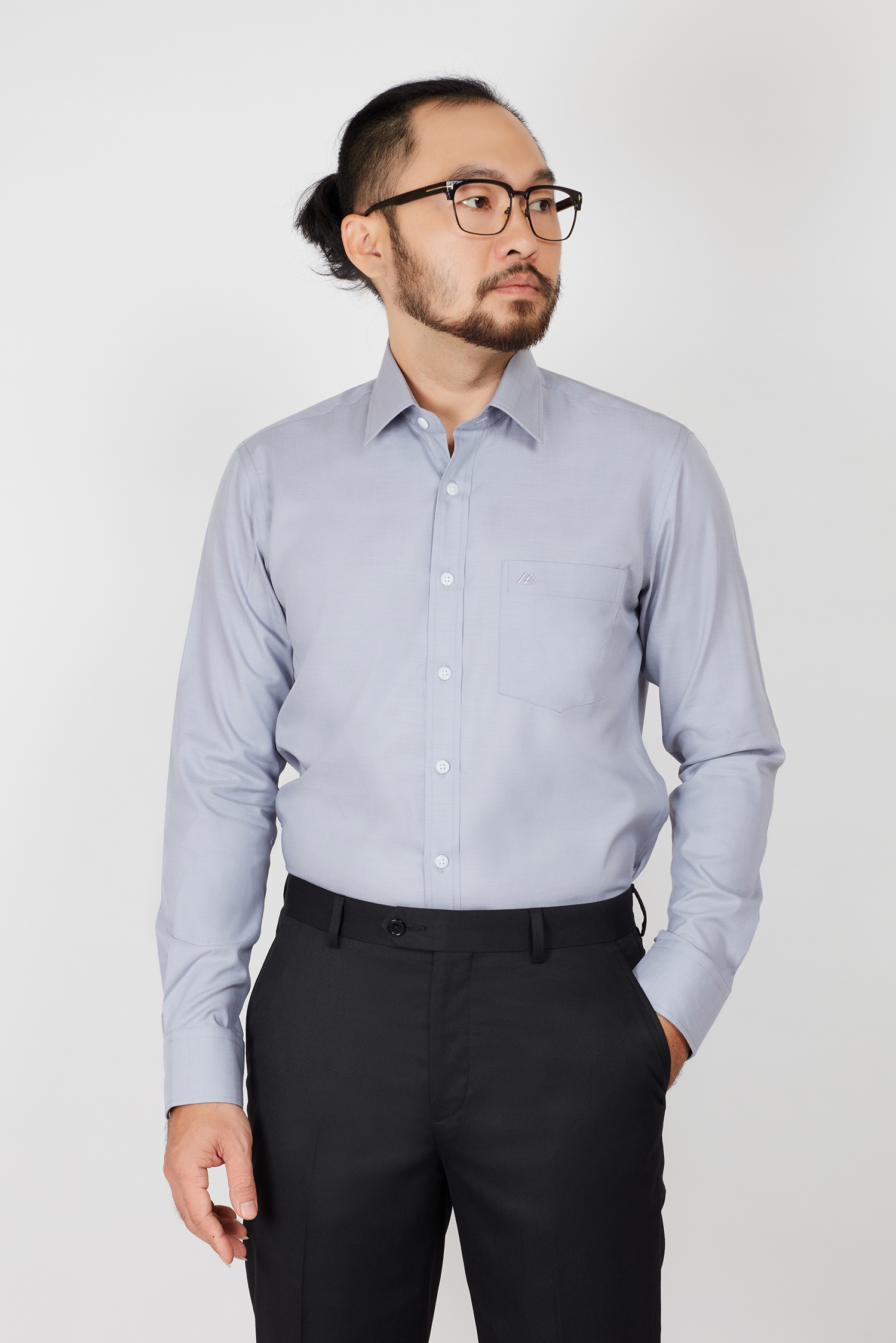 Sơ mi nam dài tay Regular fit xám Trơn - HẾT HÀNG