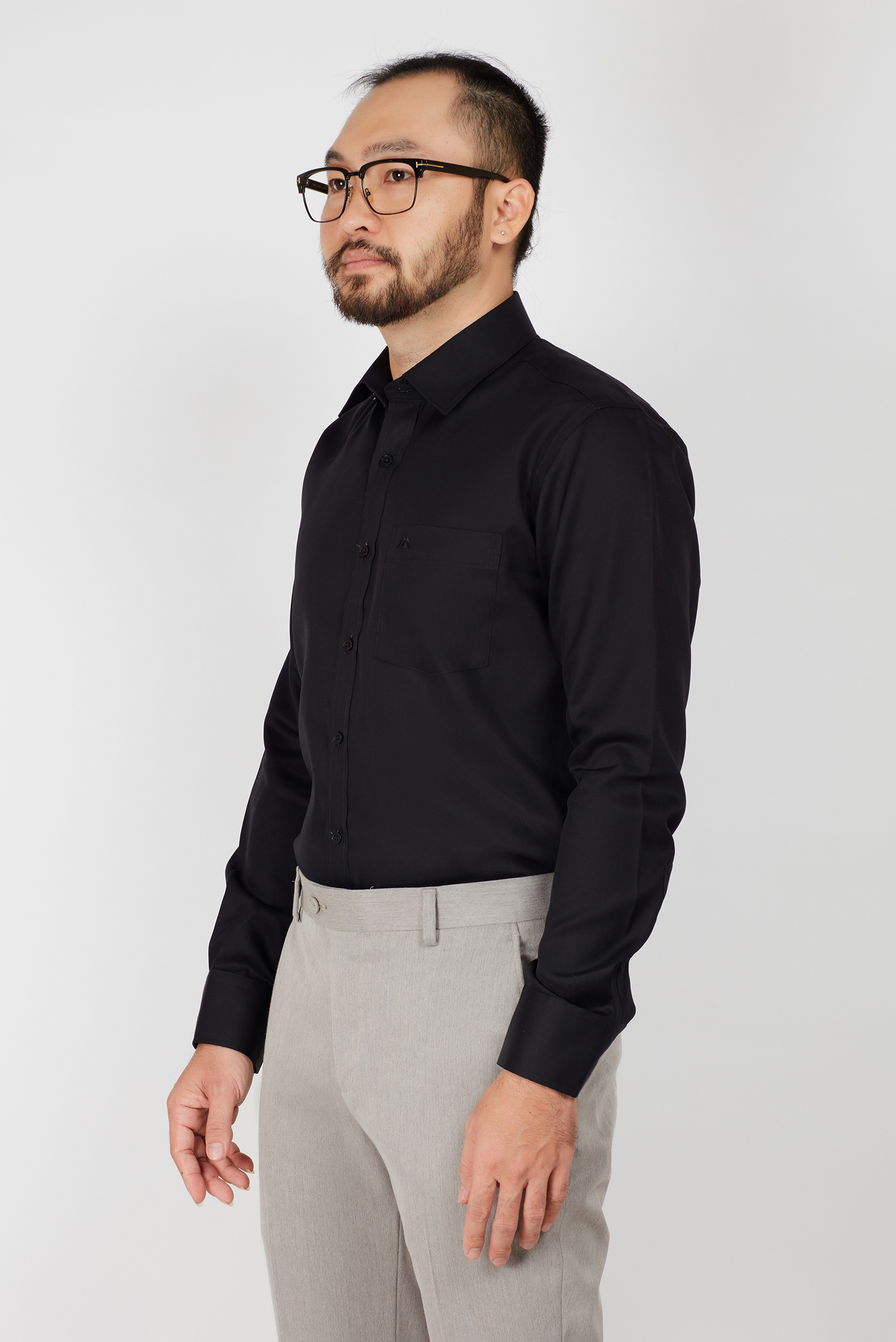 Áo sơ mi nam Slim fit dài tay đen trơn - HẾT HÀNG