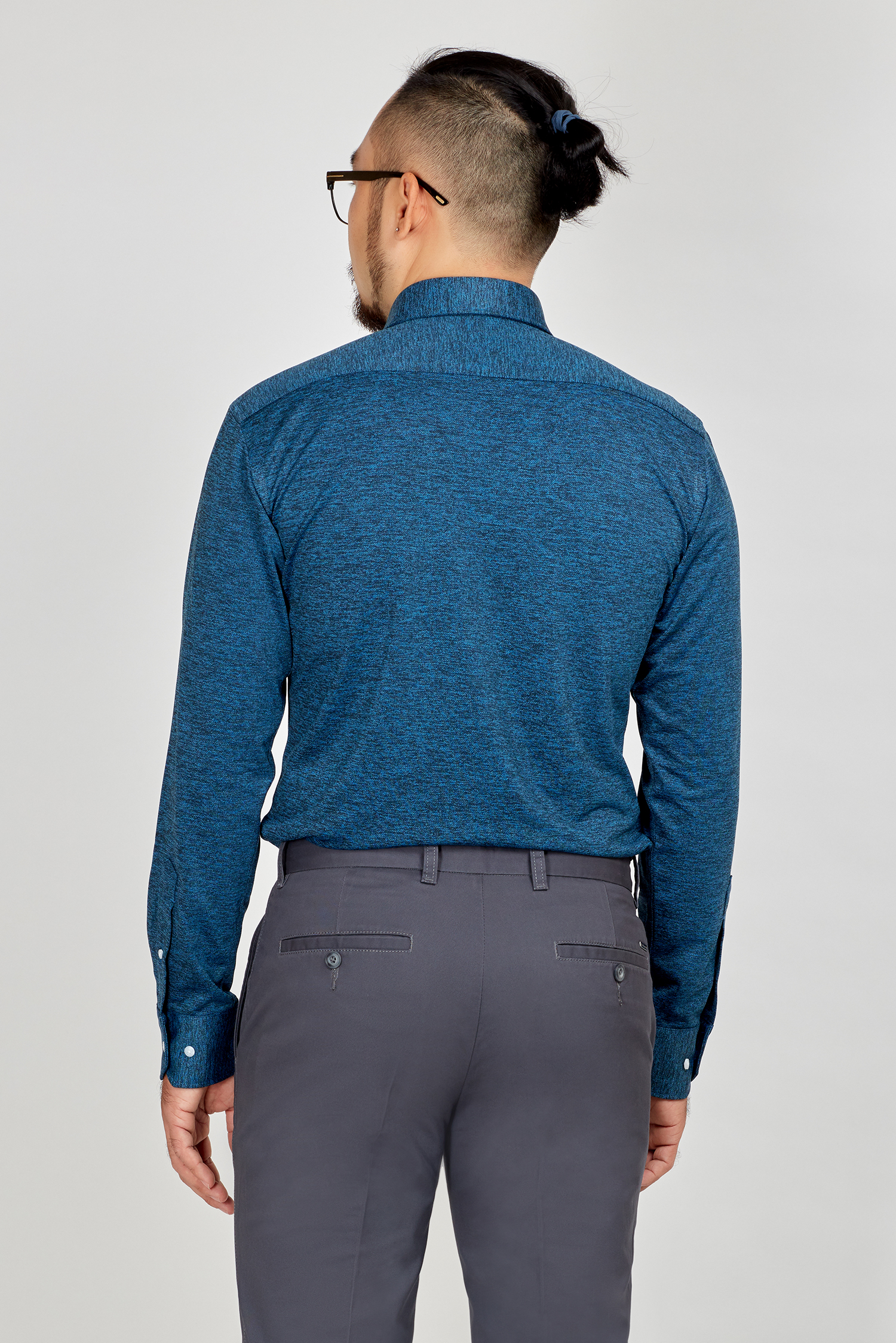 Áo sơ mi nam slim fit dài tay thun xanh - HẾT HÀNG